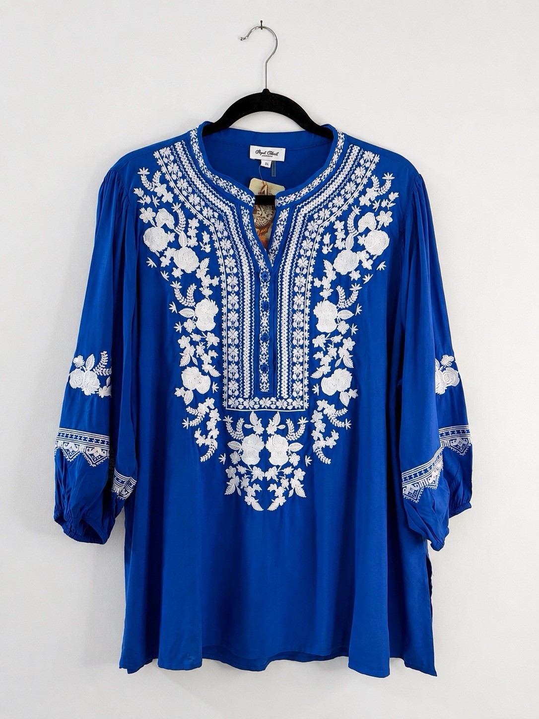 Angel Heart Boutique Plus 1X Top Floral Embroidered Boho Tunic Peasant Fairy