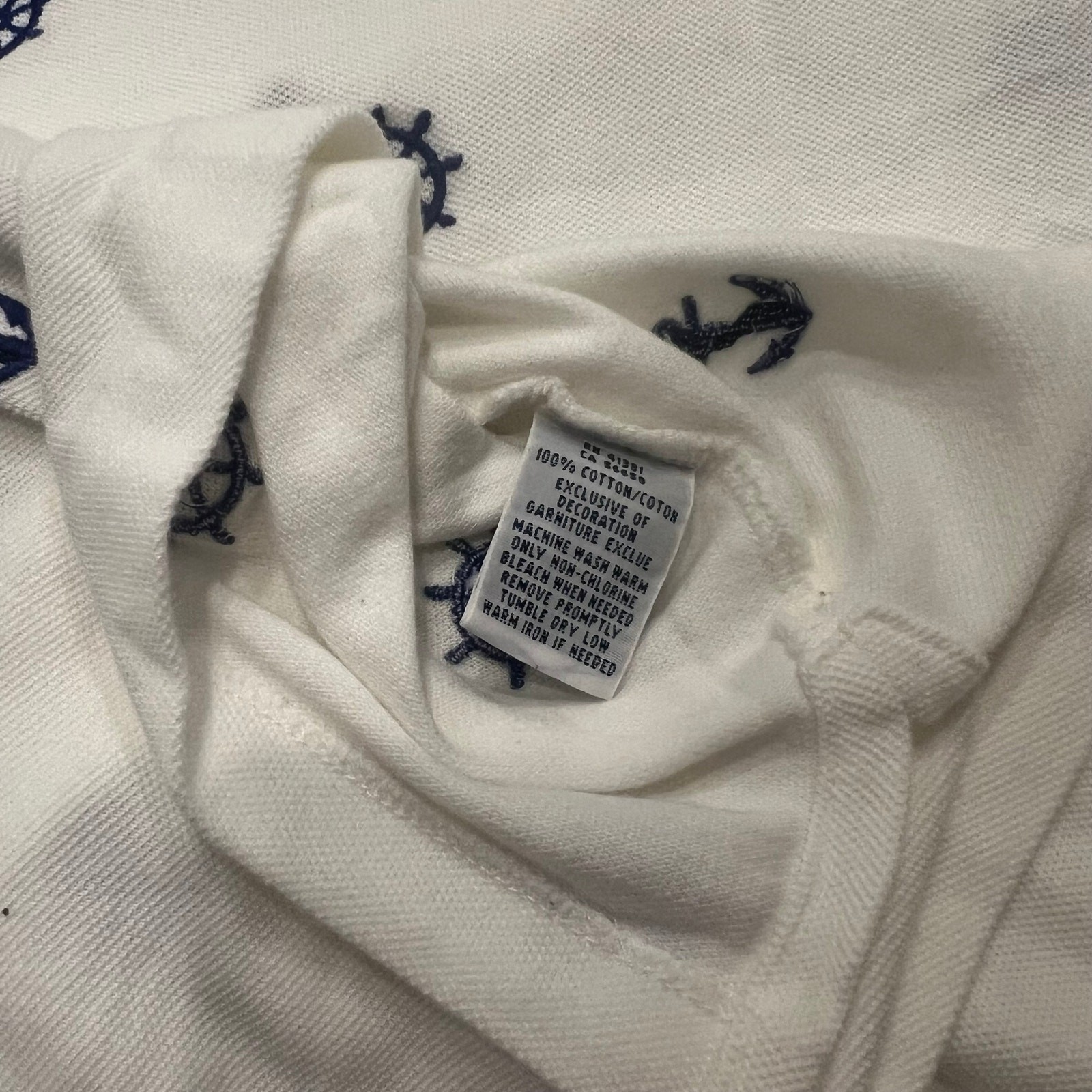 Ralph Lauren Nautical Polo Shirt Womens Large White Navy Embroidered Anchors
