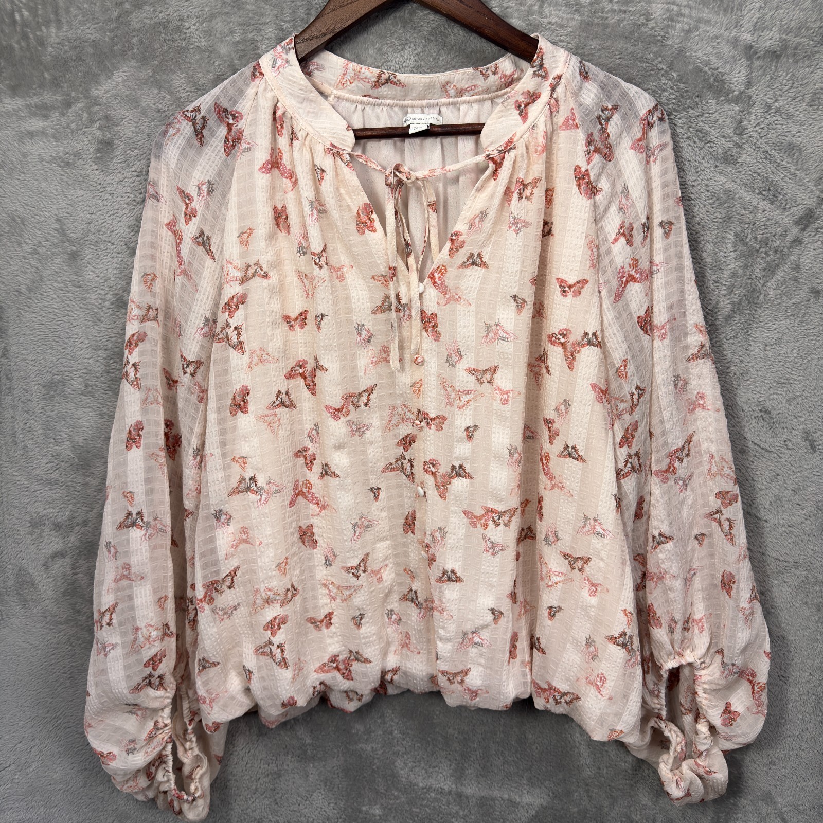 Womens Chiffon Overlay Butterfly Peasant Blouse 18/20 Bubble Hem Fairy Romantic