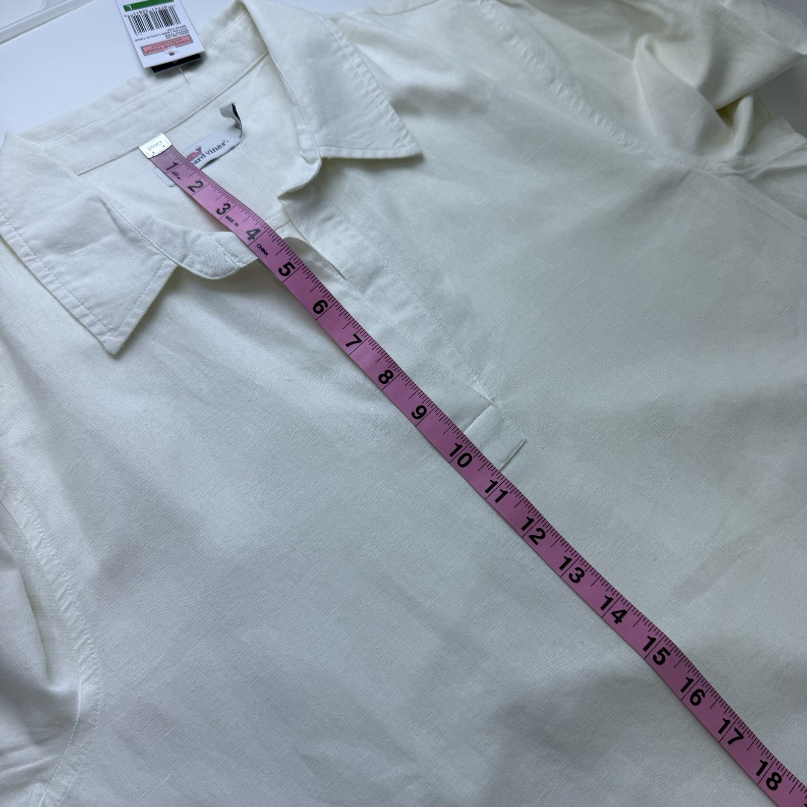 Vineyard Vines Tunic Top Womens Large Lucaya Ivory Linen Cotton Blend Shirt NWT