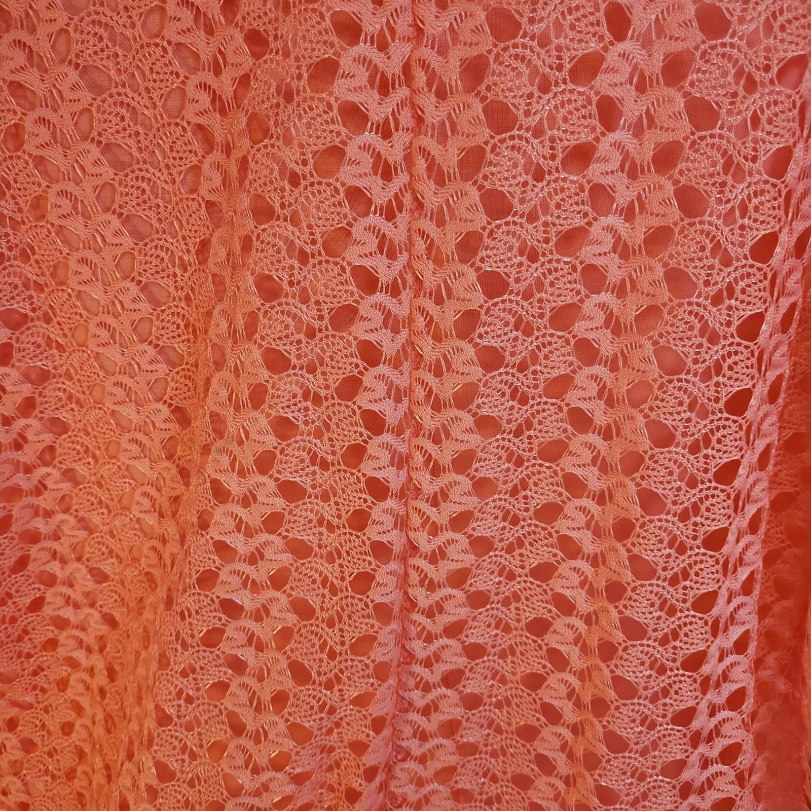 VTG Cal Style USA Pink Lace O-Ring Short Sleeve Top LG Crochet Romantic BOHO