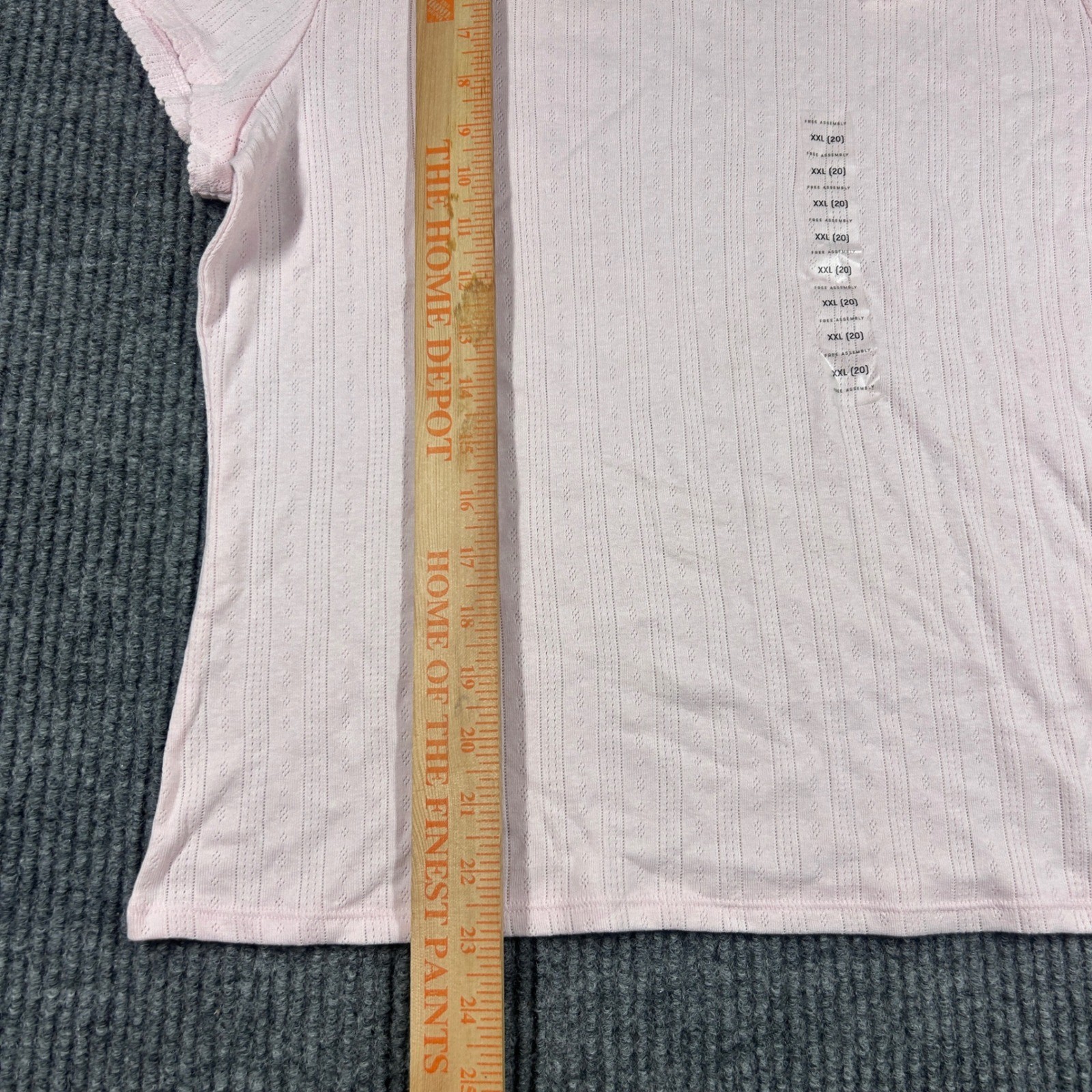 Free Assembly Shirt Womens XXL 20 Pink Pointelle Ribbed Short Sleeve T-Shirt NWT