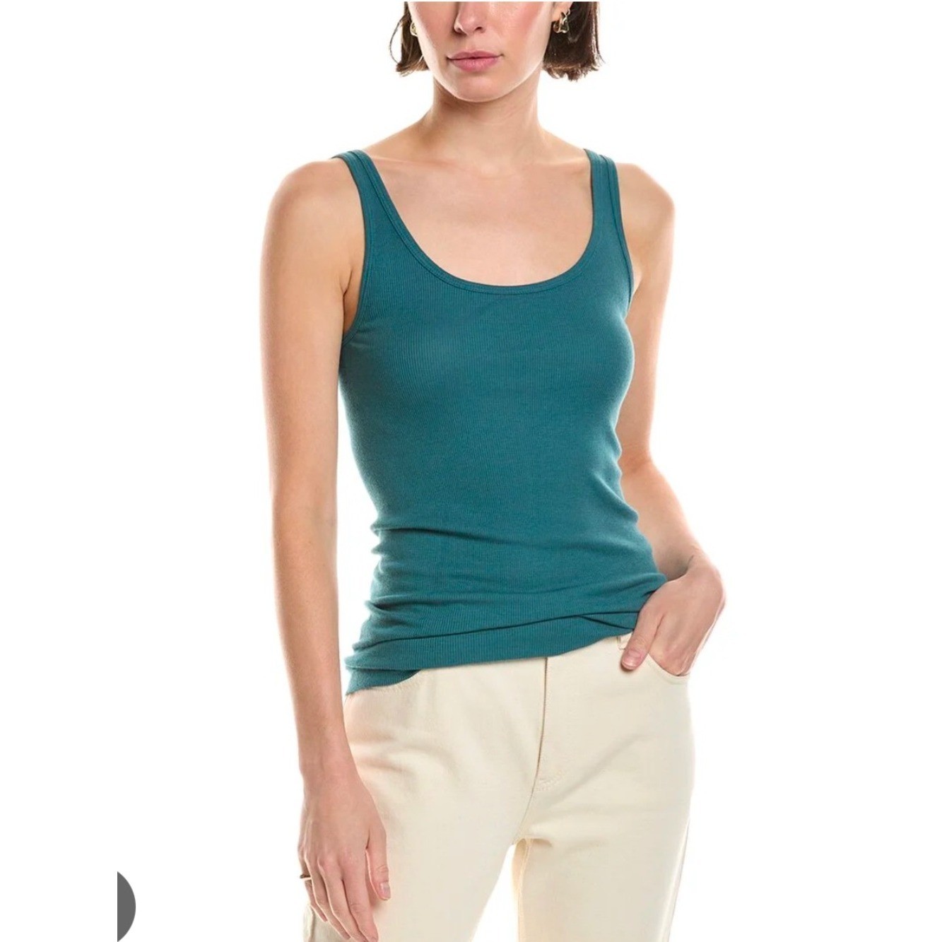 Vince Medium Pima Cotton Modal Tank Teal Blue Fitted Lounge Comfy