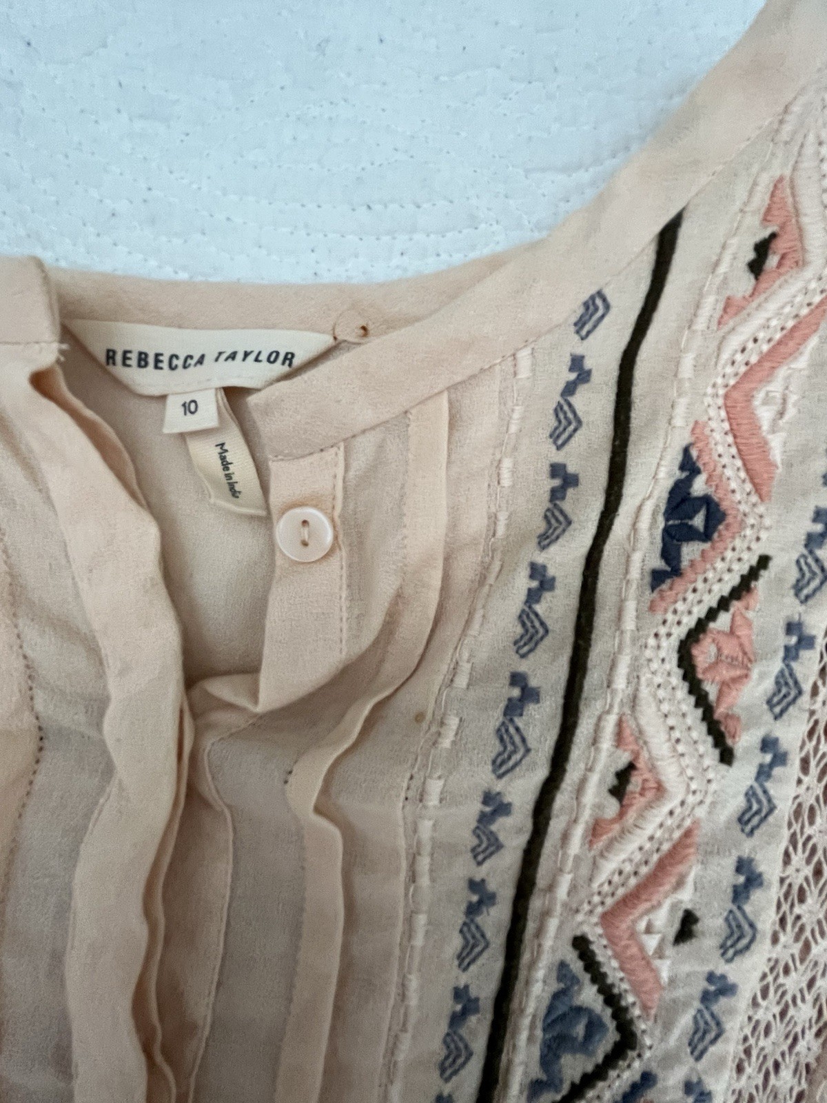 Rebecca Taylor size 10 Esme ballet combo cotton embroidered boho top