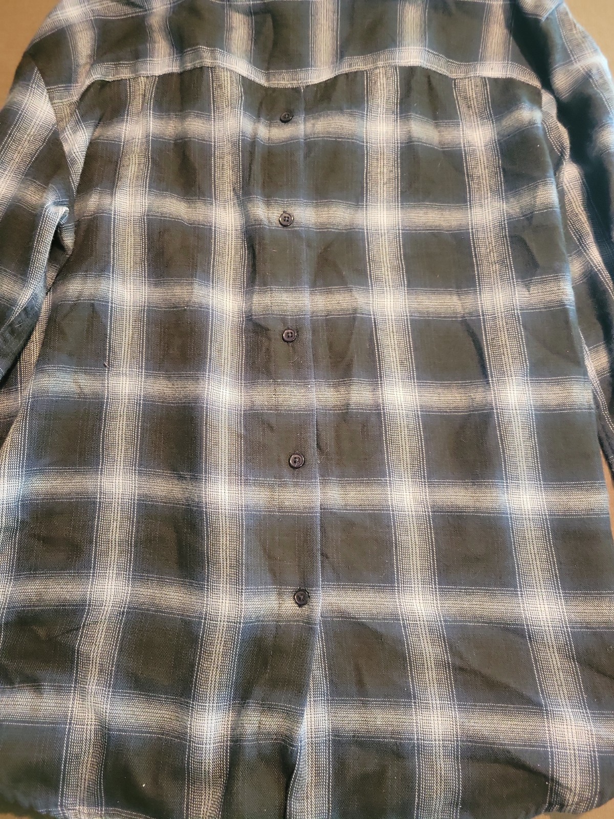 Lola River Issac Midnight Blue Plaid Flannel Women Button Up Shirt Medium