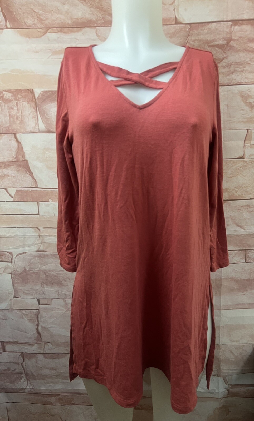 NWT The Limited Blouse Tunic Rosewood 3/4 Sleeve Size M Stretch $39.95