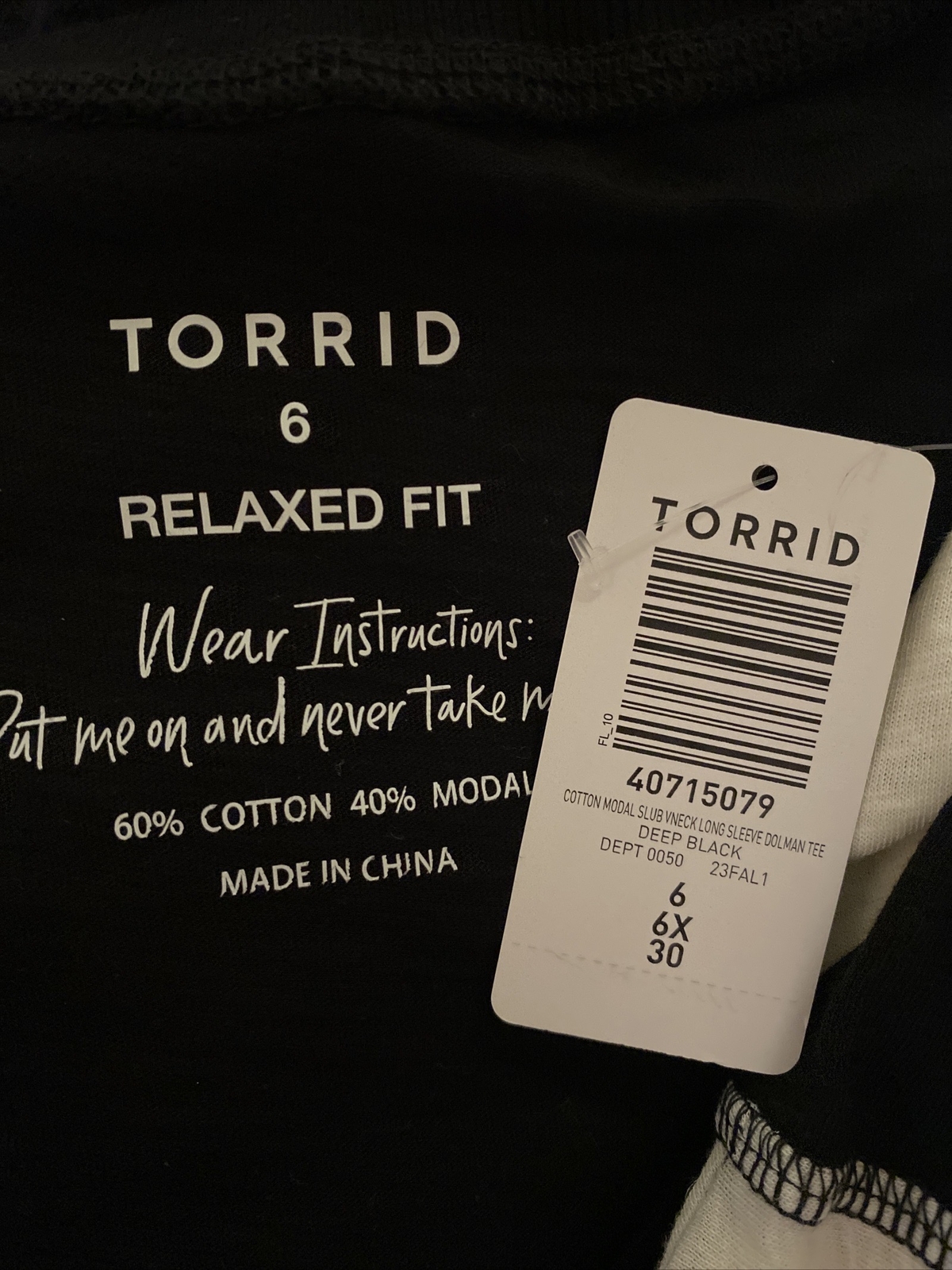 TORRID LONG SLEEVE TEE SHIRT SWEATSHIRT TOP 6 6X 6XL 30 NEW