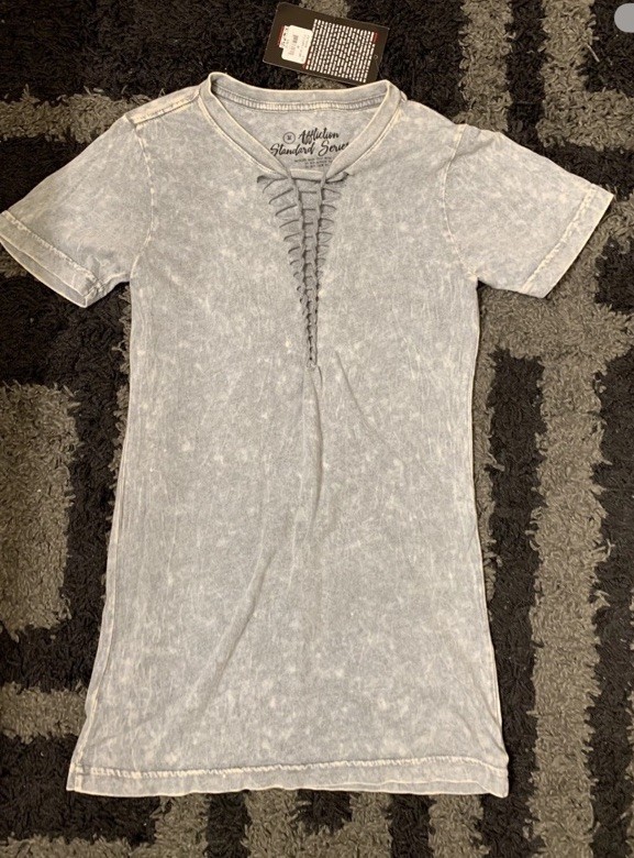 Affliction Tee Womens Standard Supply Series Gray Bleach Wash AW16908BMedium M