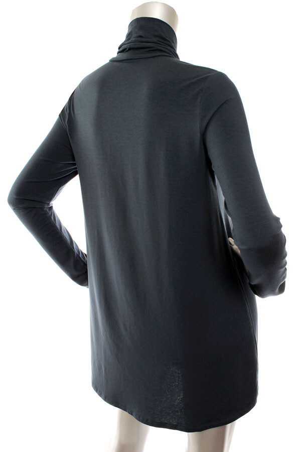 NEW Eileen Fisher Fine Jersey Scrunch Neck Long Easy Fit Thigh Length Top Teal