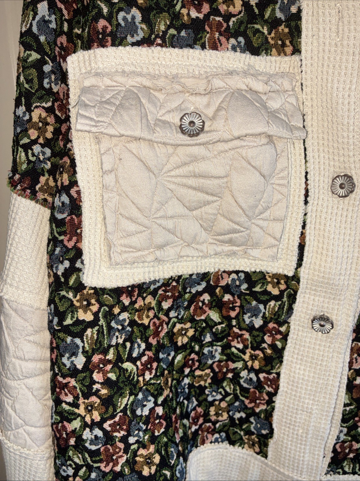 POL S Jacquard Patch Button Down Jacket In Cream And Black