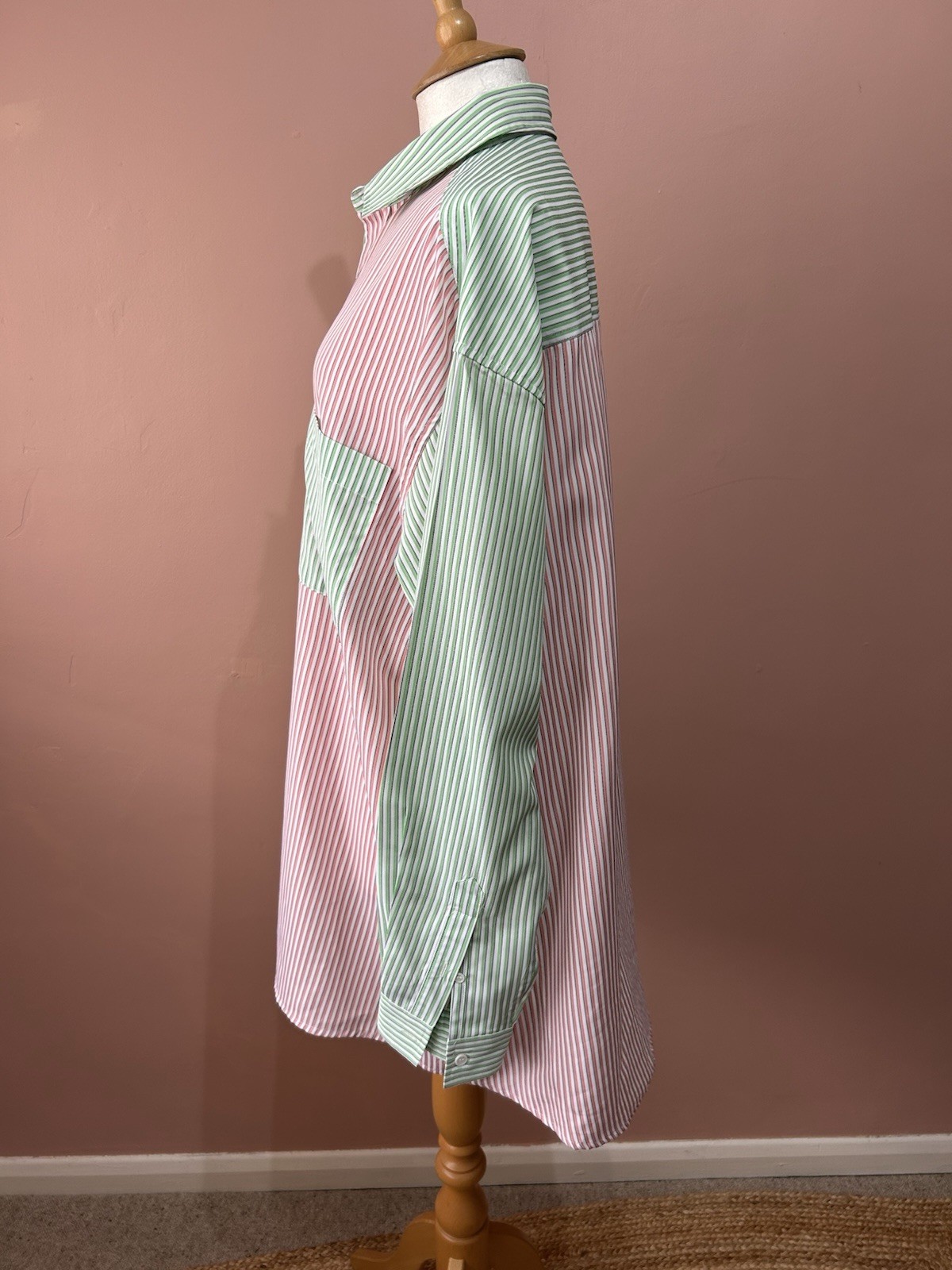 Blanca Women’s Shirt Size XS/S UK 8 Oversized Pink Green Stripes