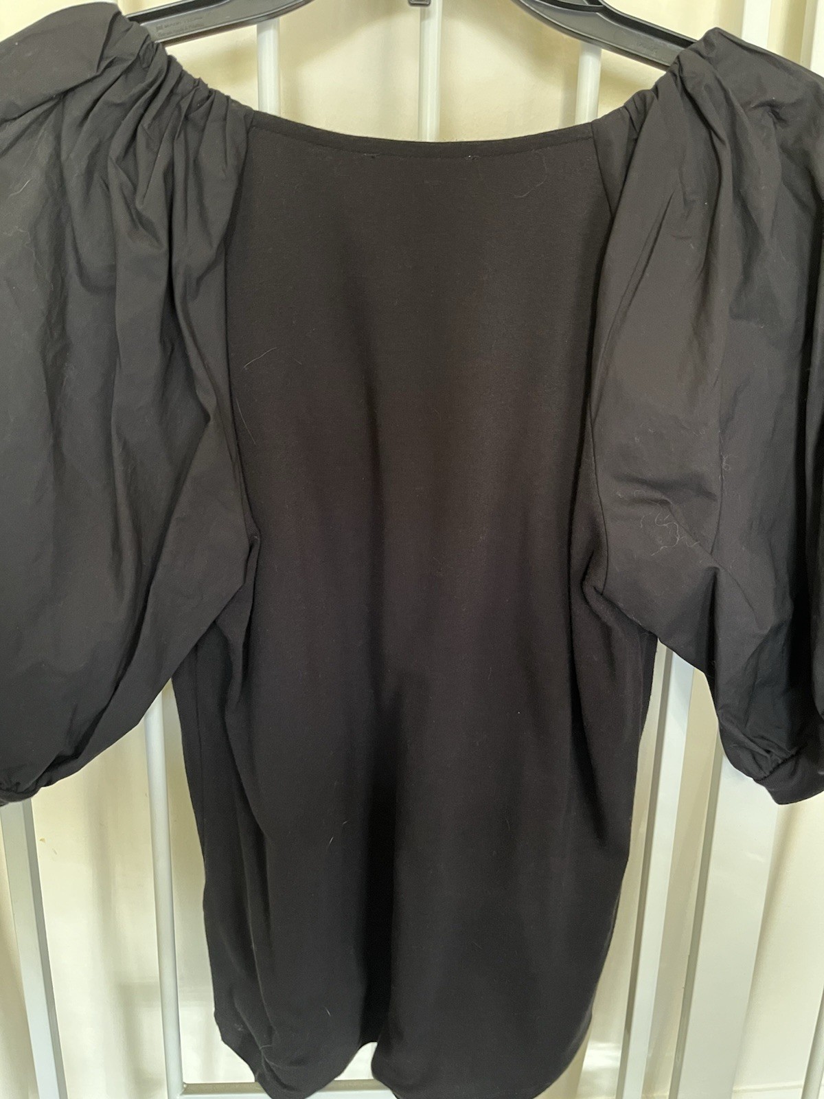 A Loves A Black Puff Sleeve Eyelet and Cotton Top SIZE Small