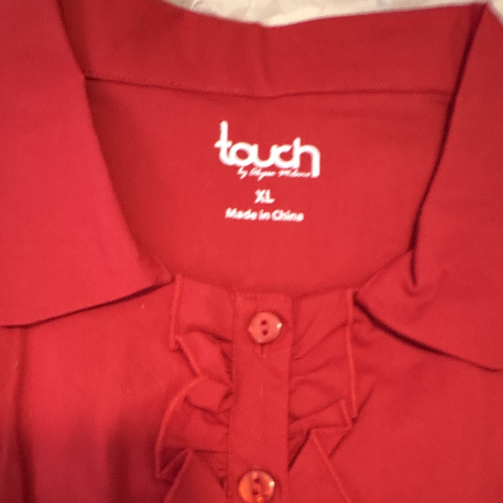 Touch Women’s XL Red Collared Ruffle Button-Down Blouse St. Louis Cardinals MLB