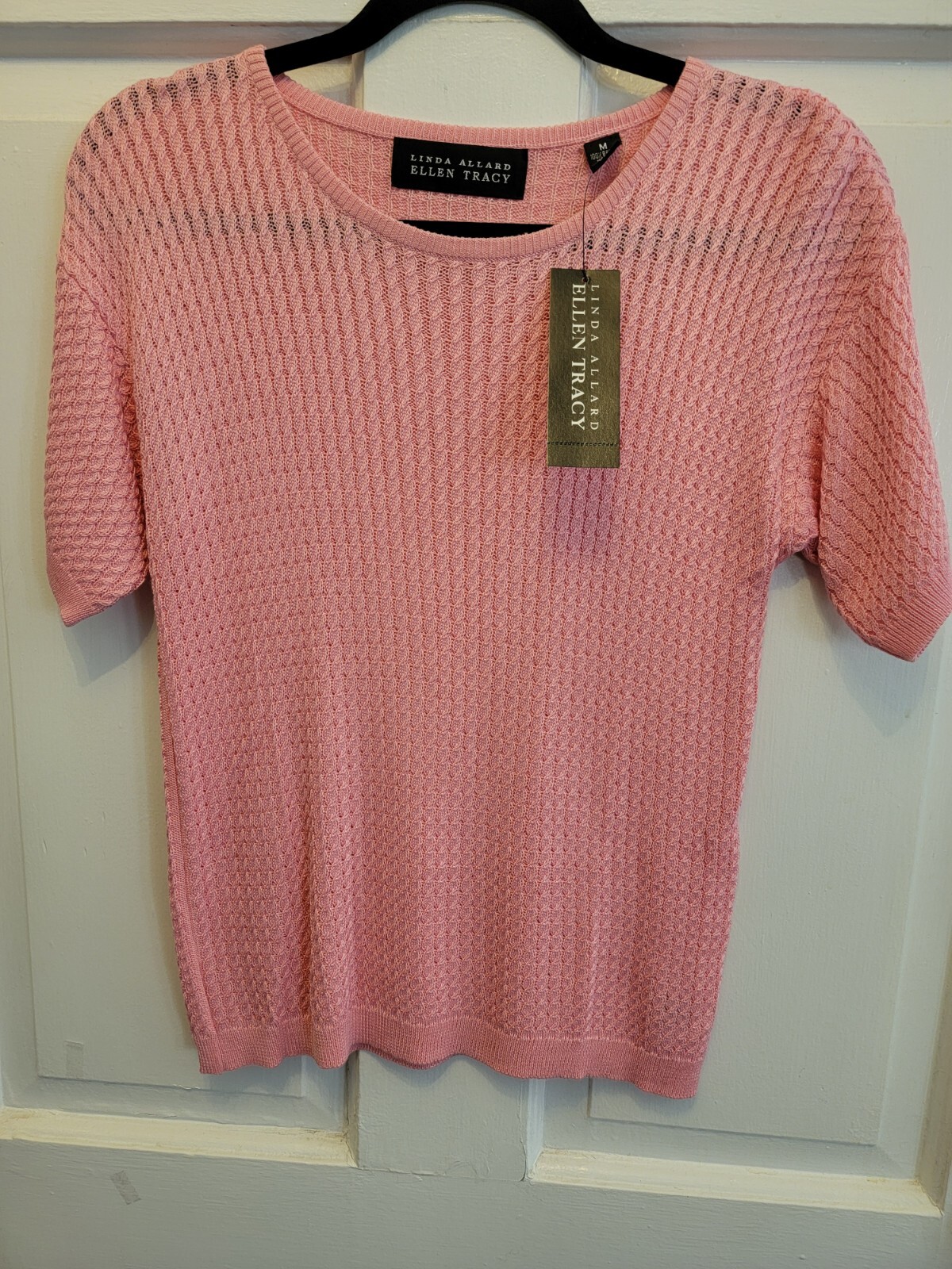 NWT Linda Allard Ellen Tracy Rayon Summer Sweater M Pink Sorbet USA Made