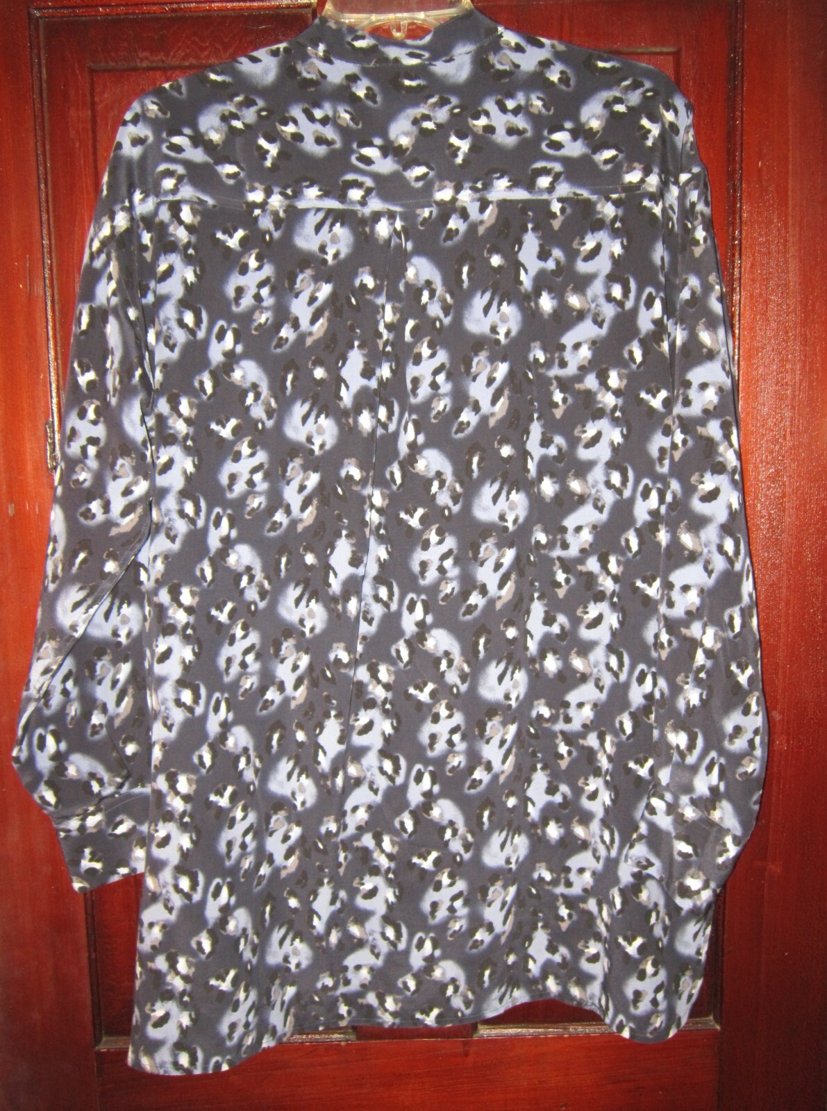 Equipment Femme XS Tunic Top Blouse Shirt Button Down Silk Print Oversized Hi Lo