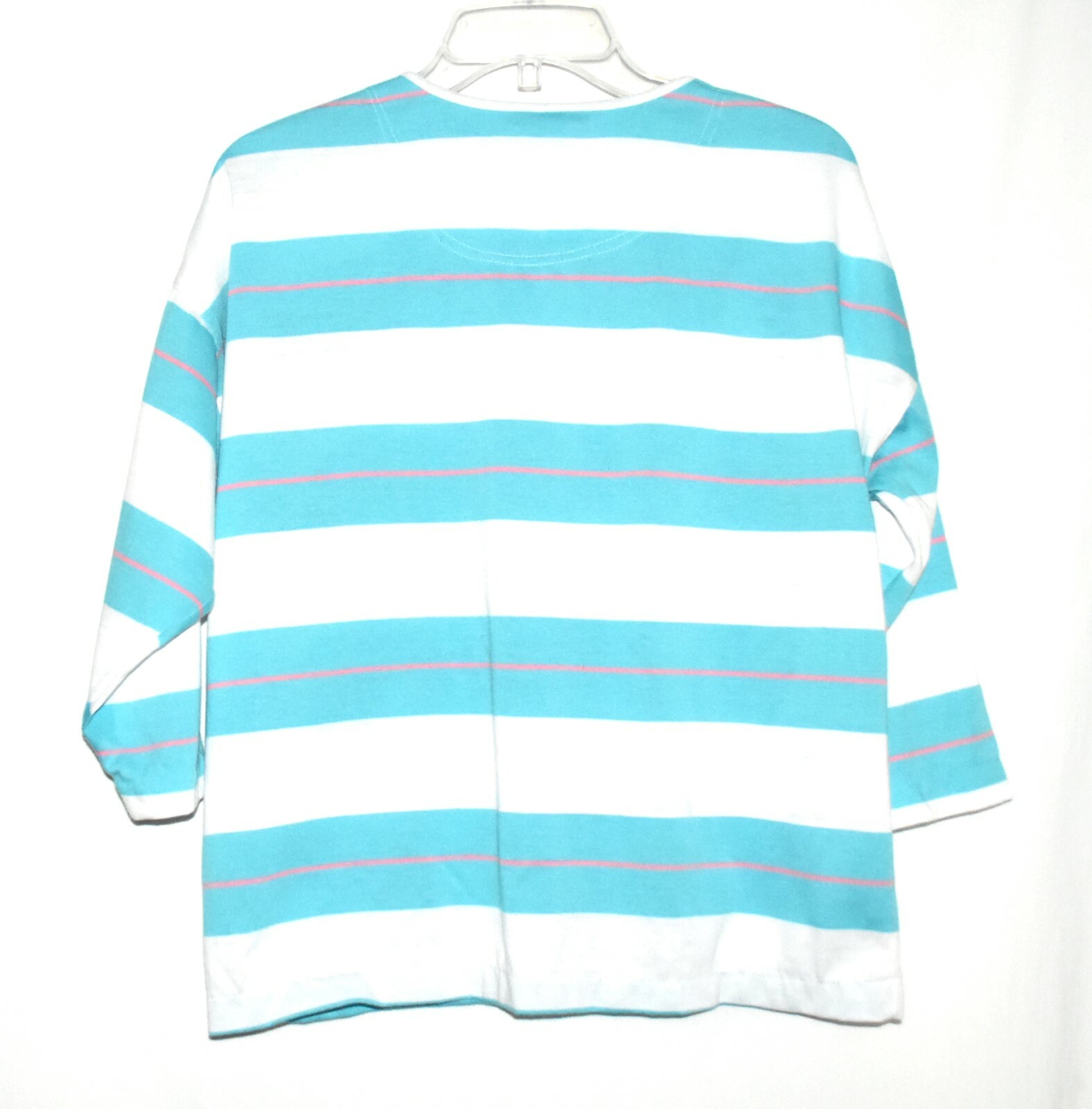 Partners by Mervyns White Blue and Pink Striped Womens Top Size M NWT