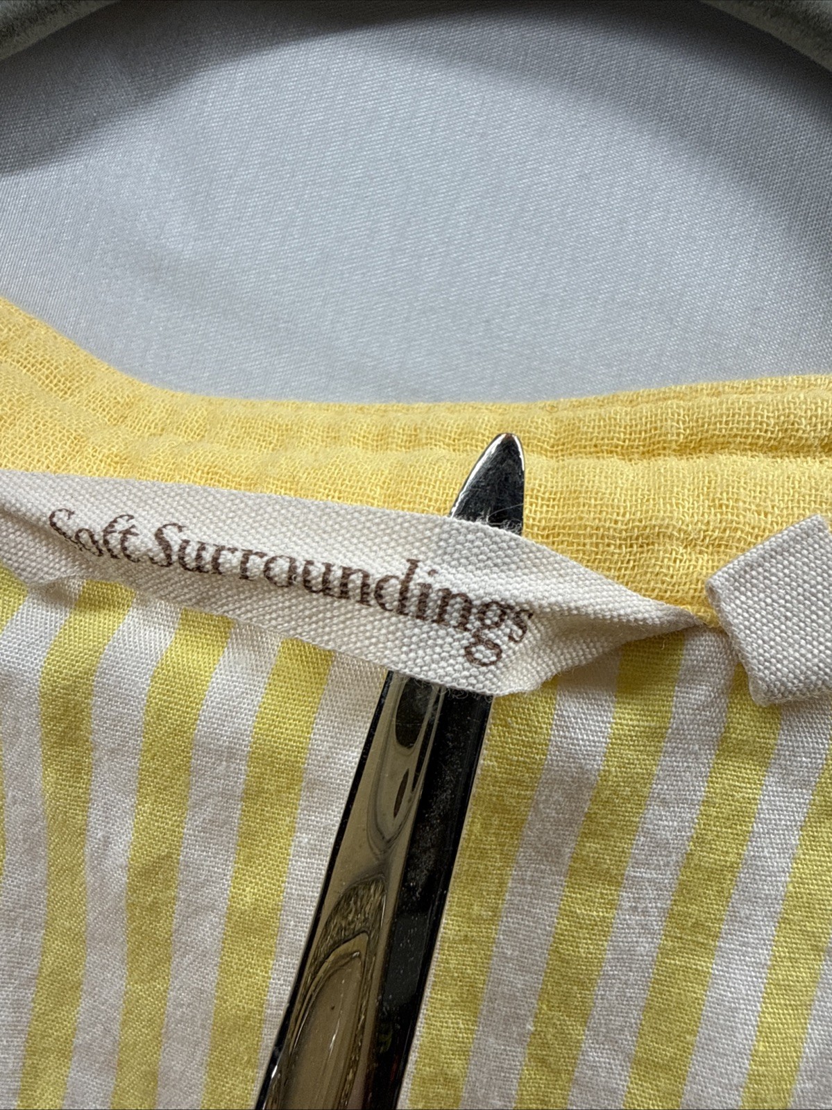 Soft Surroundings Top XL Yellow Tunic Santorini Cotton Gauze Tunic Pocket V Neck