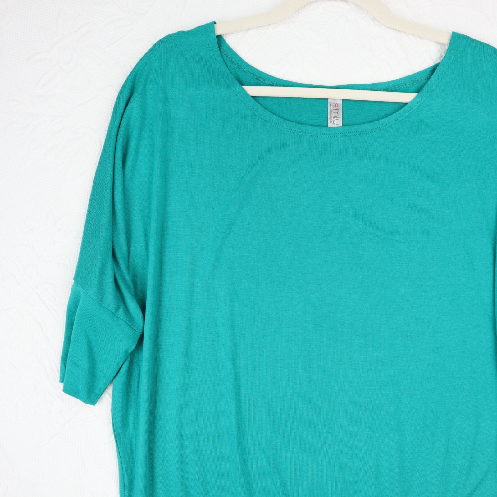 Womens Casual Tee Shirt New Top L Dolman Stretch Banded Waist Drape Blouse Large