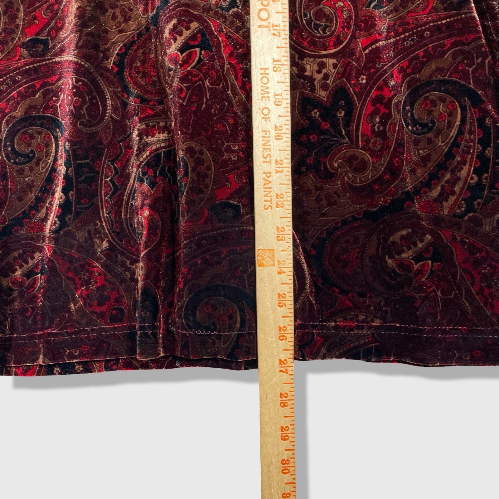 Sag Harbor Velvet Button Up Shirt Womens XL Red Paisley Vintage Goth Boho