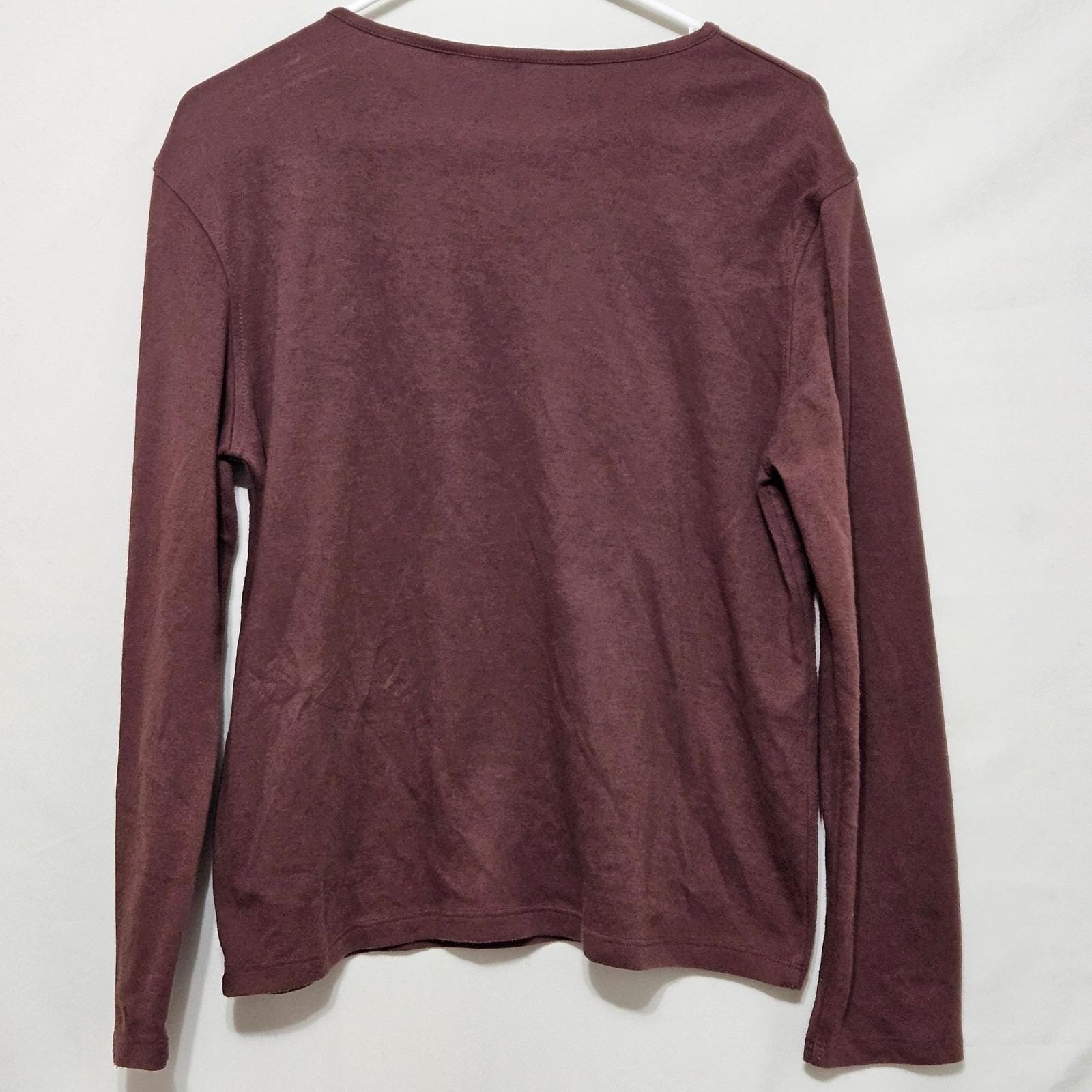 Vtg M&C Sportswear Cardinal Embroidered Top Brown Grandmacore Coquette Large