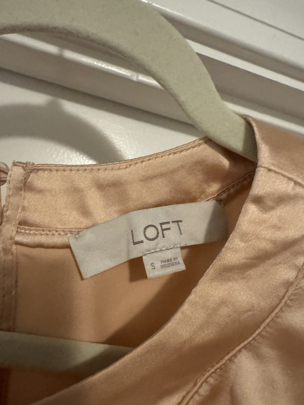 LOFT Satin Drawstring Blouse – S – Champagne Pink – Orig. $64.95