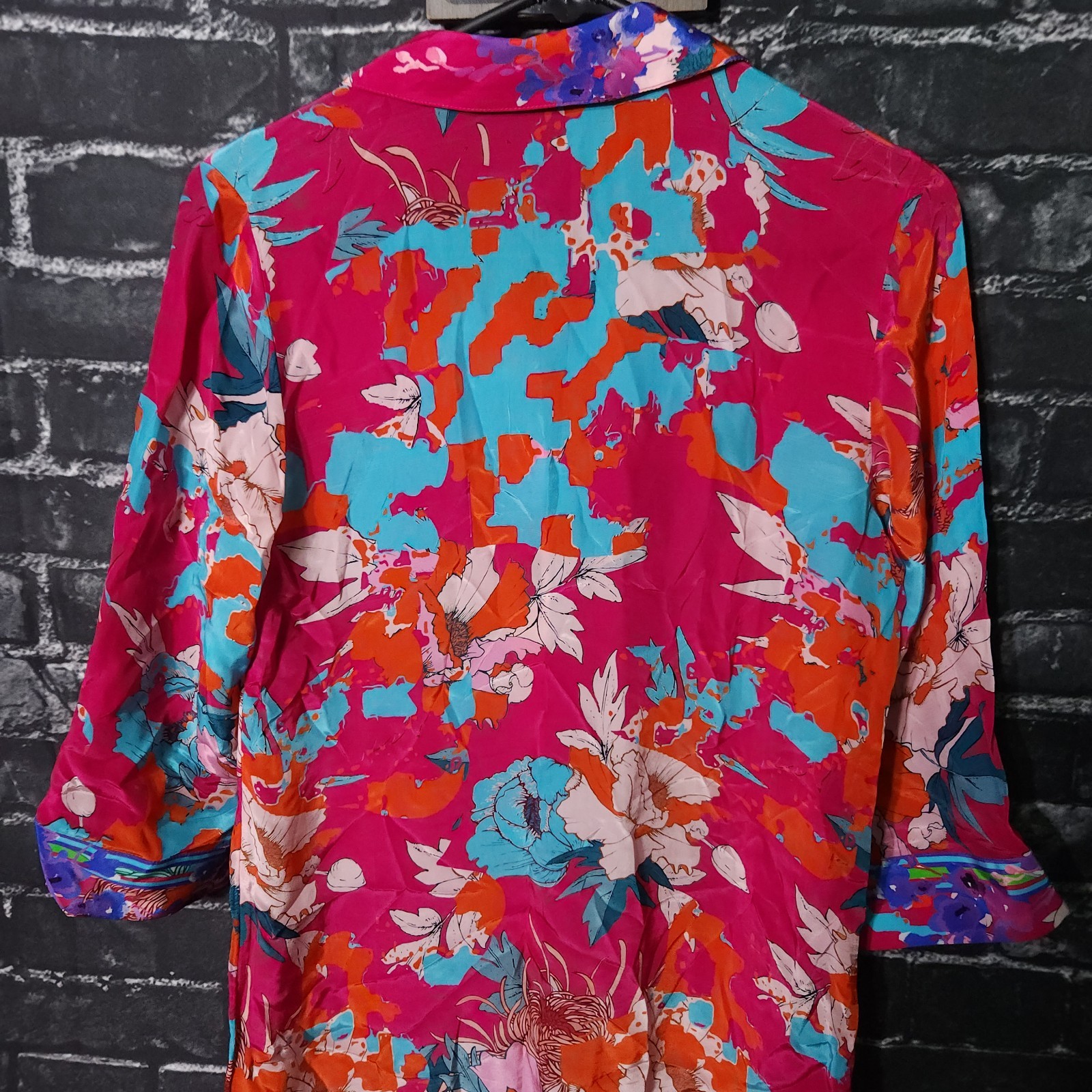 Soft Surroundings Womans XS Pink Floral Button Up Gown