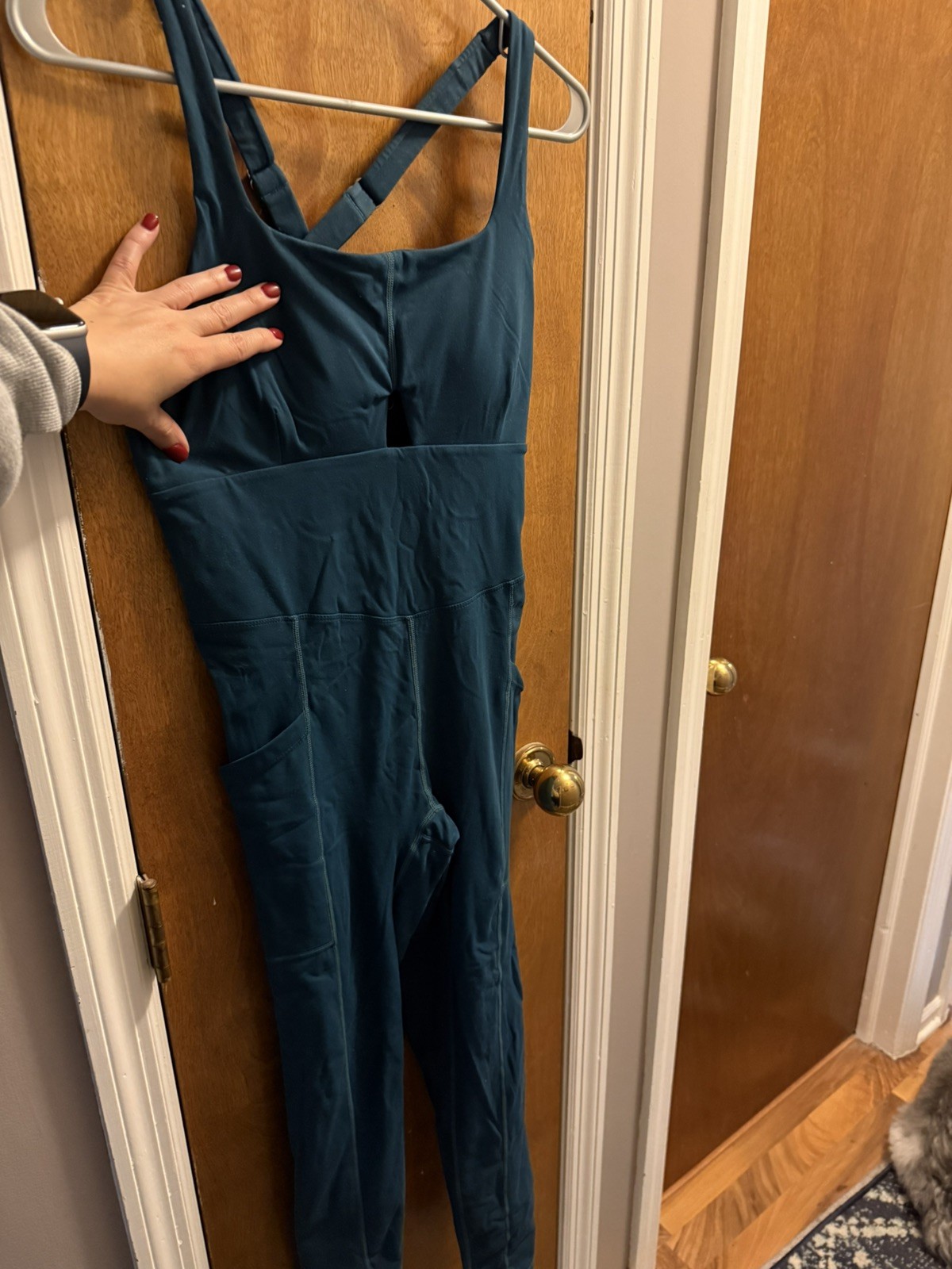 Popflex Womens Green Peekaboo Jumpsuit Size Large Used- With Pockets!