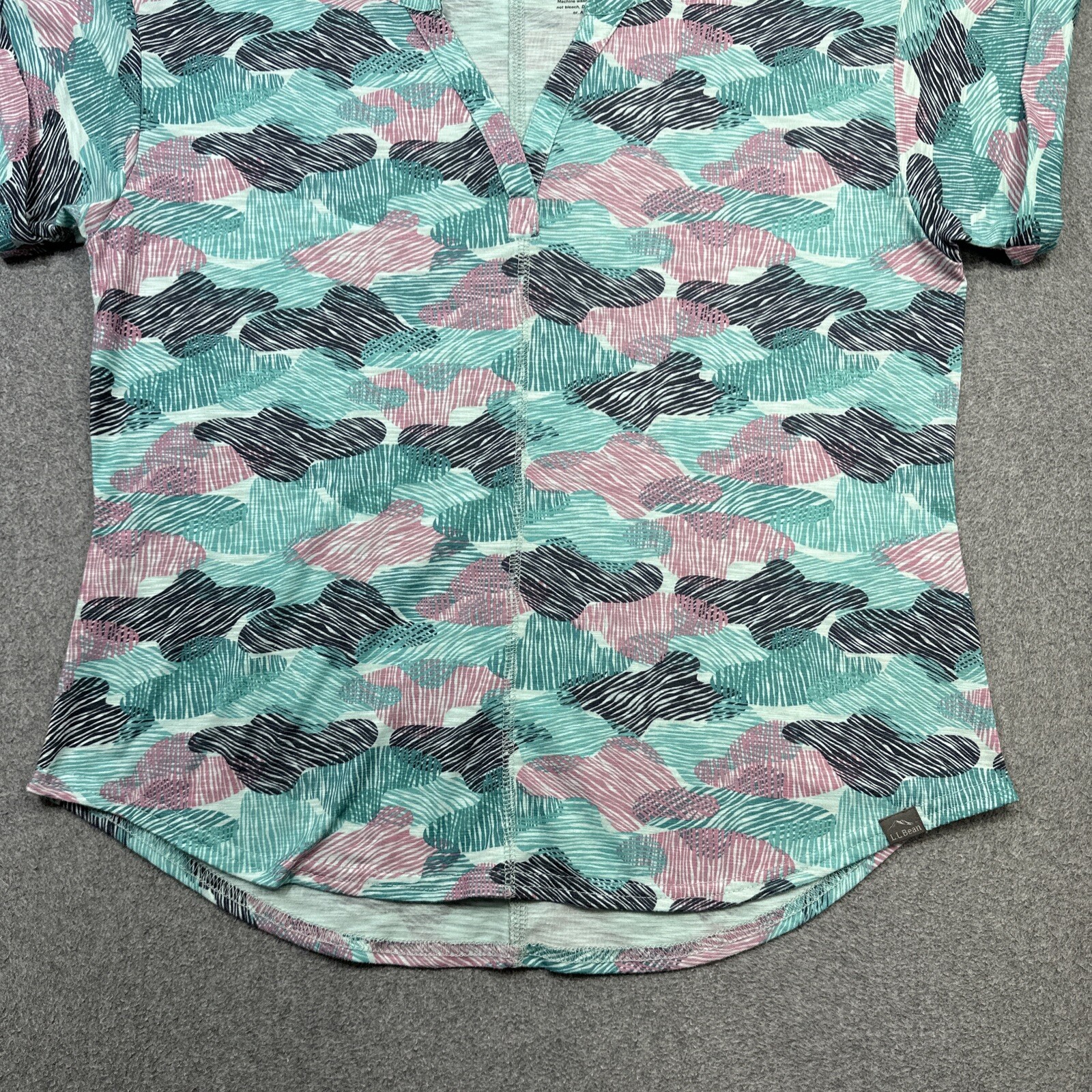 LL Bean Streamside Tee Petite Small Green Lilac UPF Performance Travel Outdoor