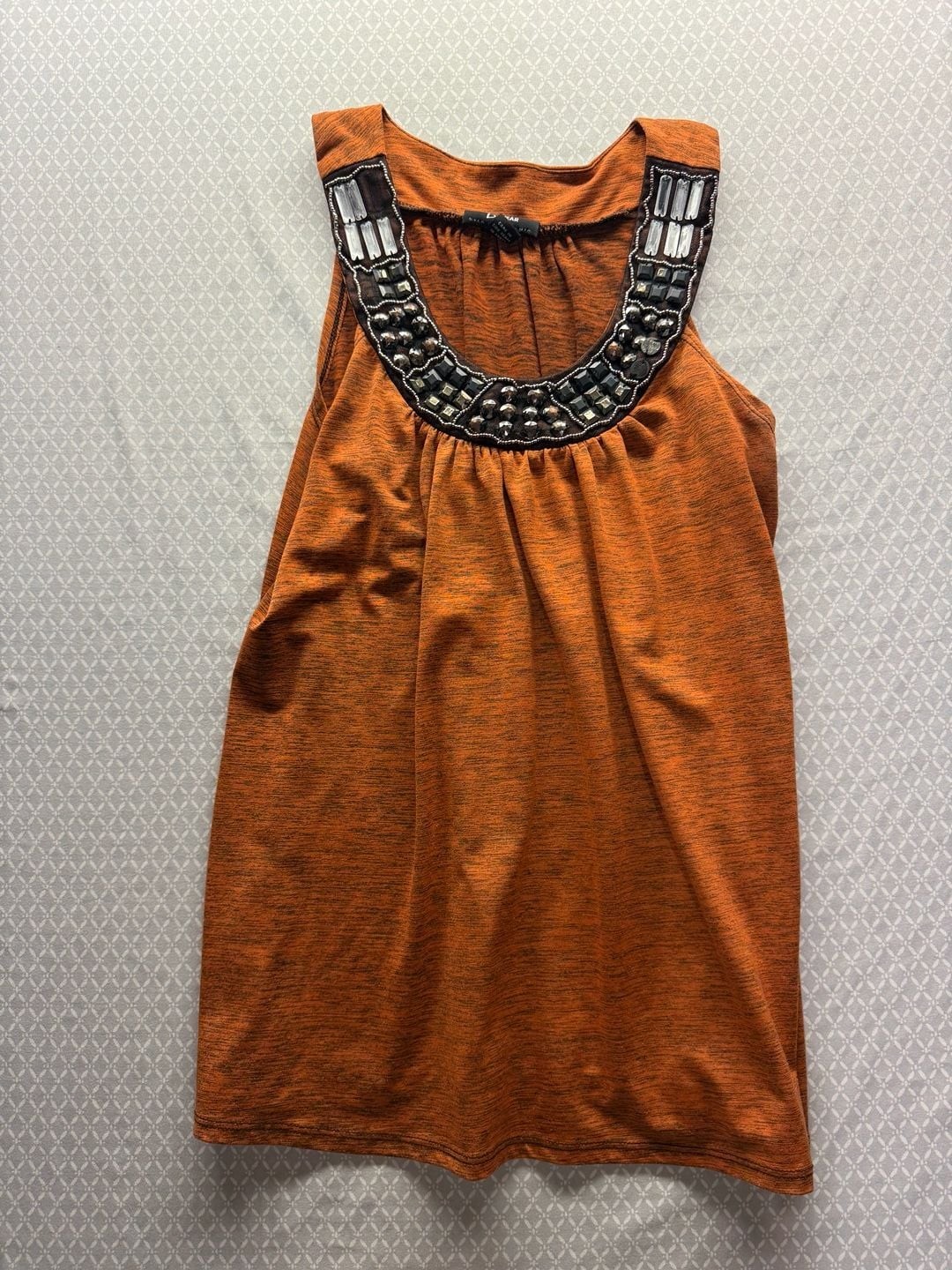 B.Wear by Byer California Burnt Orange Sleeveless Beaded Neckline Tank Top