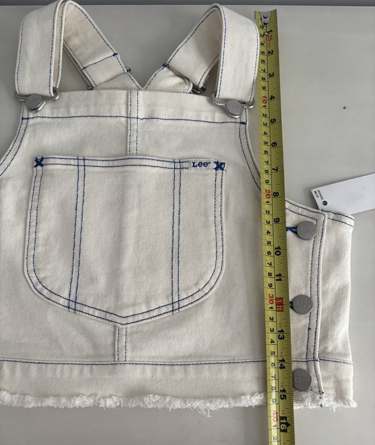 Lee Denim Women’s Off-White Ivory Denim Overall Bib Top Square Neck Top Size XS