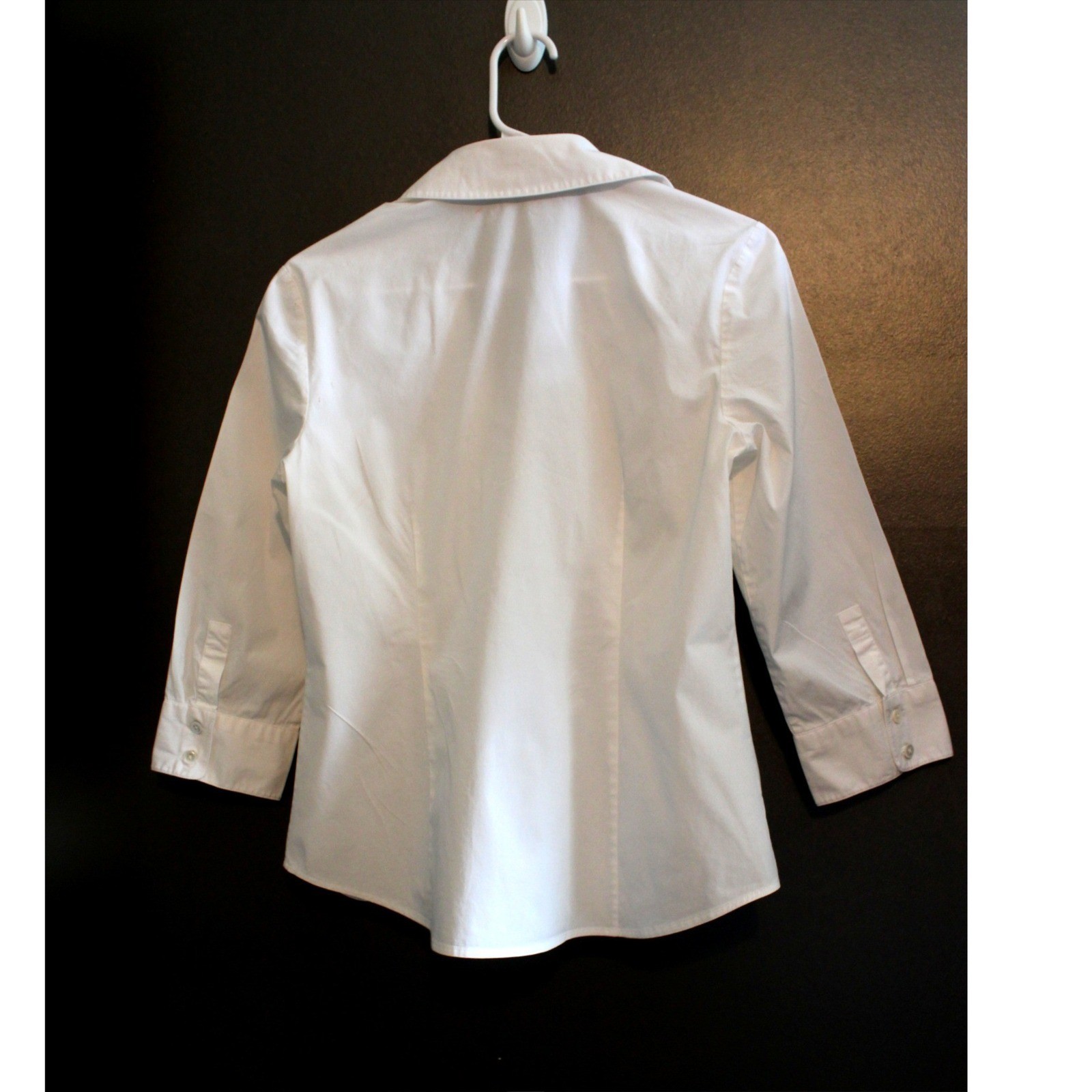 Ann Taylor Button Down Shirt Womens 8 White Good 3/4 Sleeve Blouse