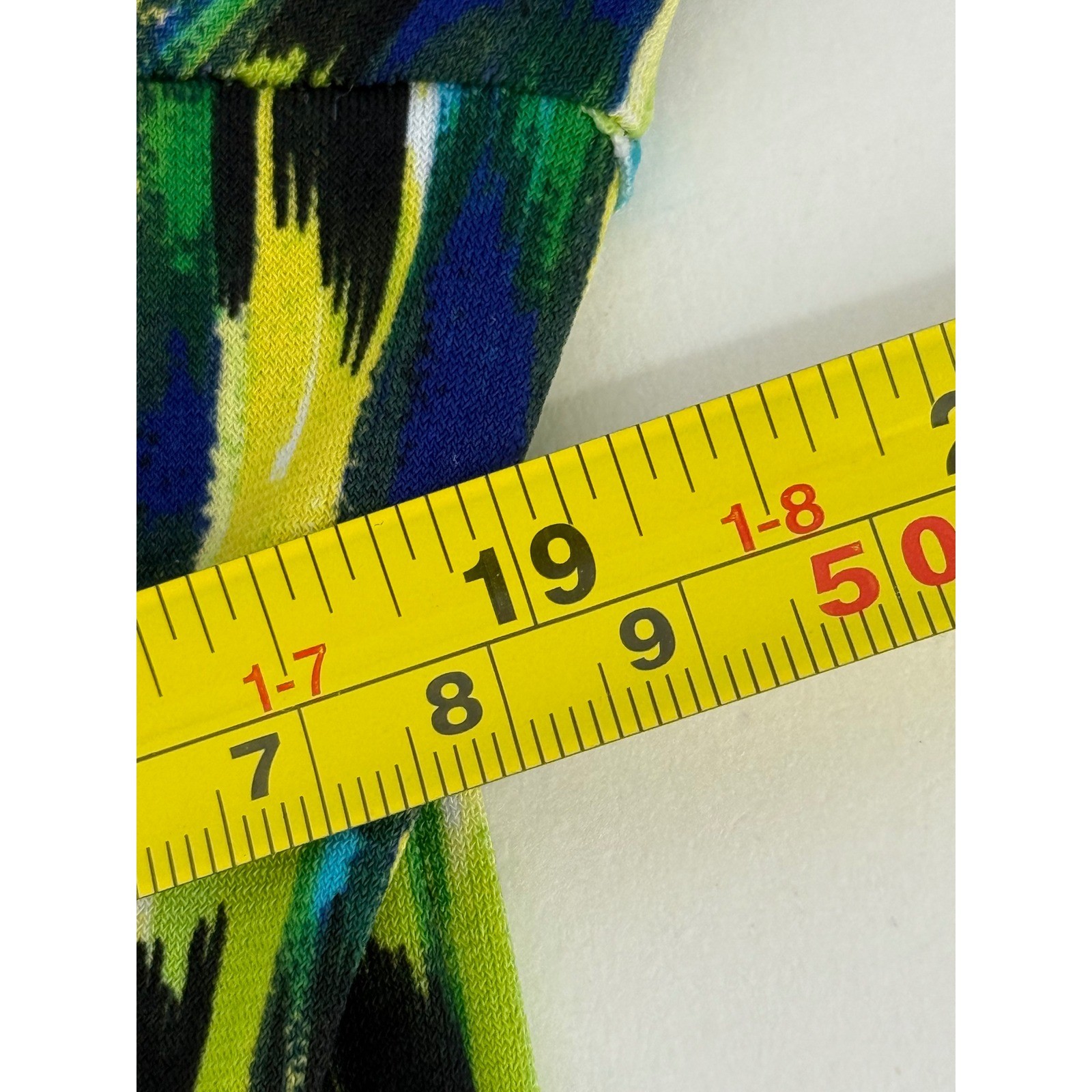 Nue Options Womens V-Neck 3/4 Sleeve Abstract Print Top Green Blue Yellow Sz M