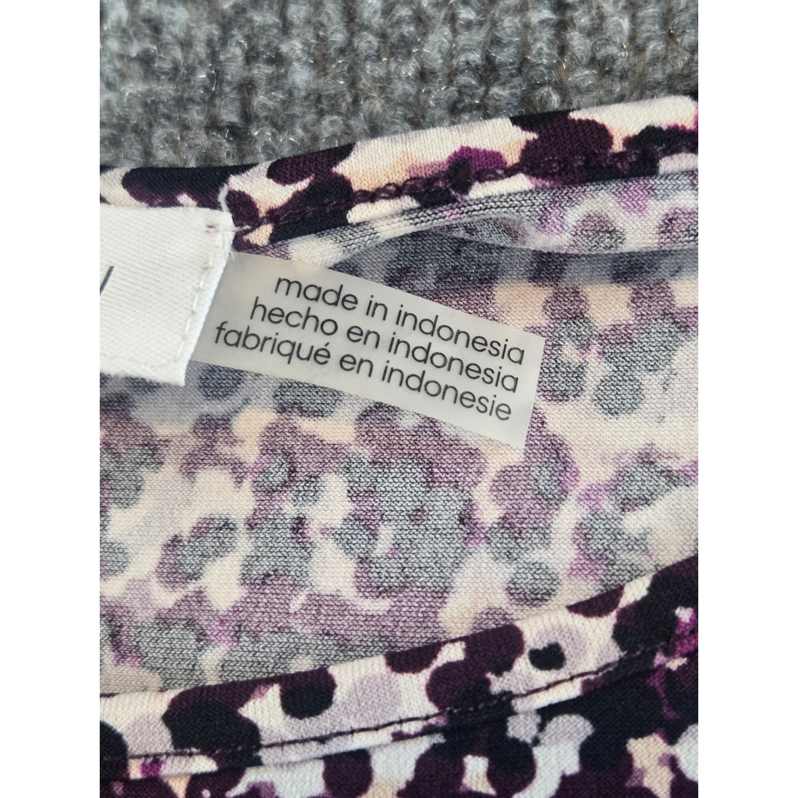 Calvin Klein Modern Essentials Purple Abstract Grid Blouse M M0MH6844 New