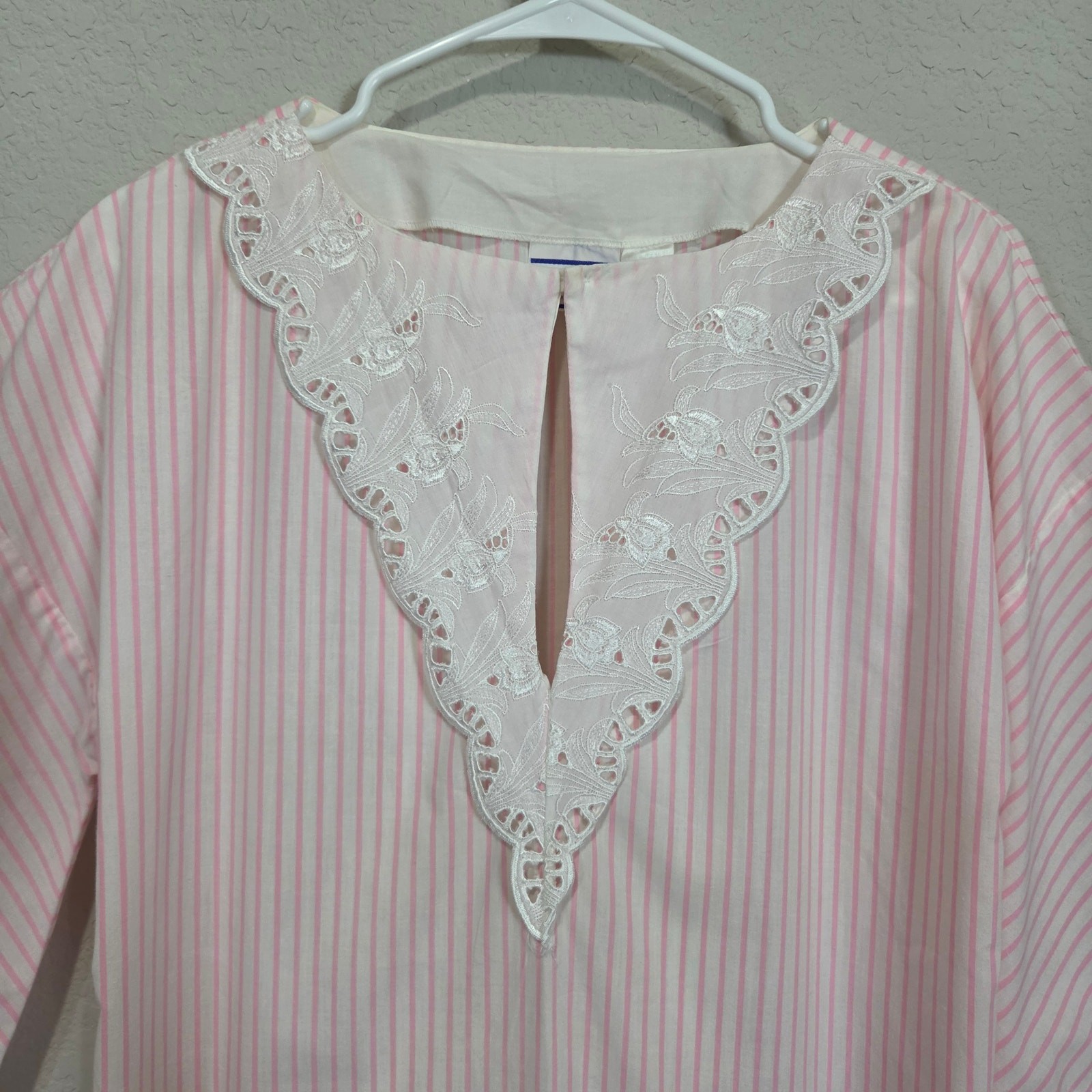 Vintage Avon Fashions Tunic Top Womens M Pink Striped Casual Summer Coastal