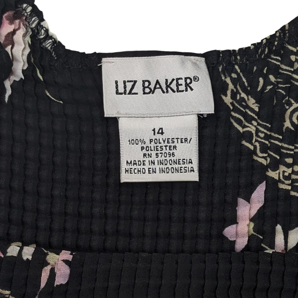 VTG Sheer Crinkle Tank Top 14 Black Pink Floral Dark Romance Cottage Grunge Y2K
