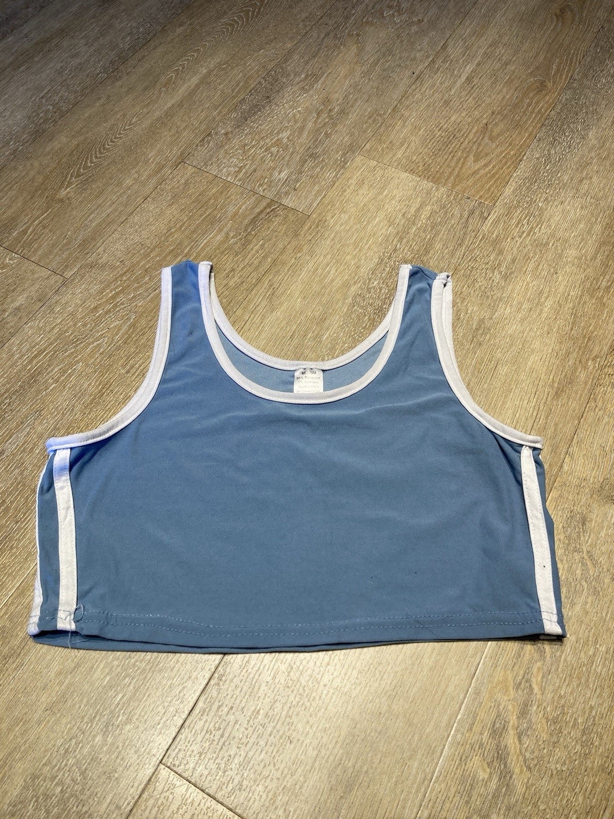 Tiny Blue Crop Top Lightweight Size Medium Polyester Spandex Blend Sleeveless