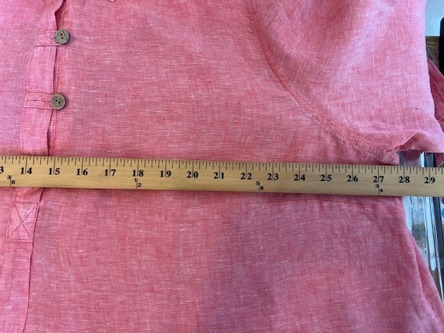 VTG Sigrid Olsen Tunic Linen 3X Muted Red Popover High Low Roll Tab Sleeve