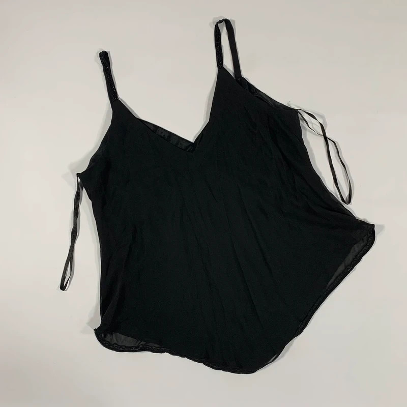 Vintage R&M Richards Black Sheer Mesh Beaded Lined Polyester Tank Top Size 22W