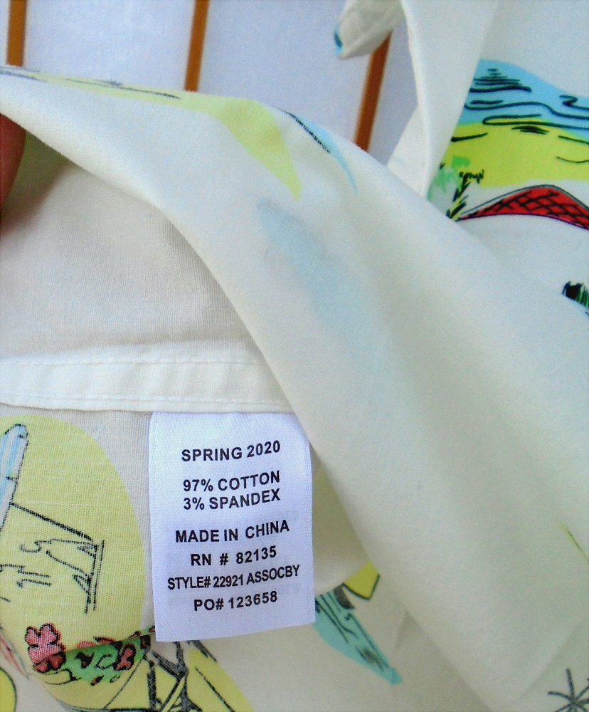 nwt FRESH PRODUCE Medium white Beachy Keen Oxford Camp Shirt cotton/spandex $65.