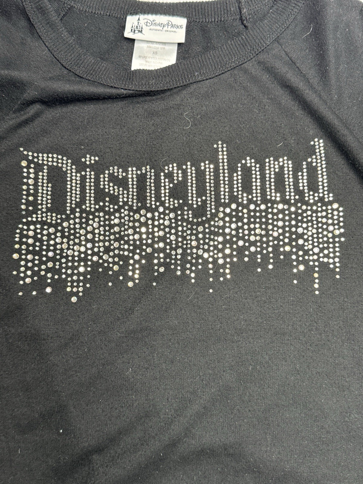 Disney Parks Disneyland Womens XS Black Rhinestone Crewneck Sweatshirt