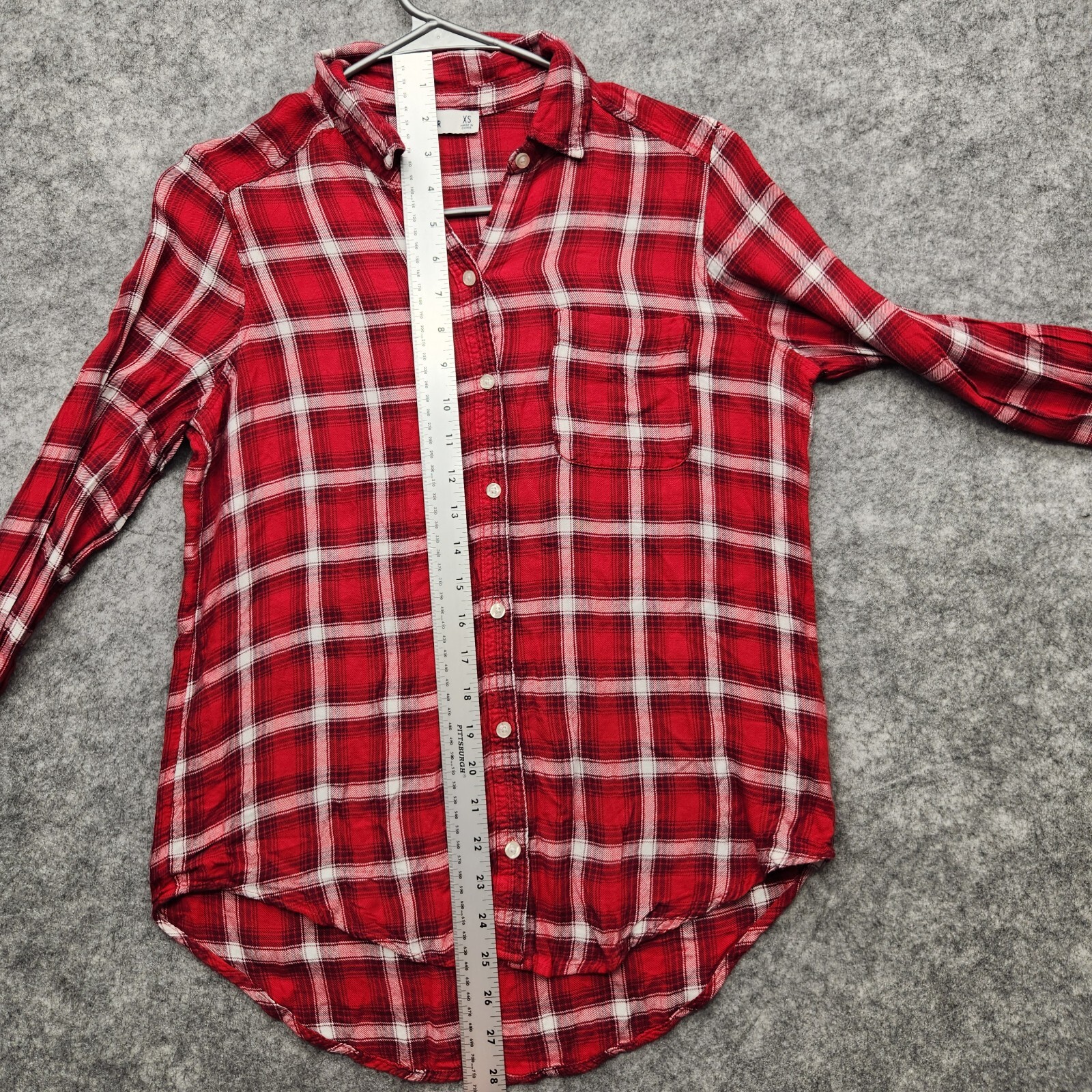 Hollister California Long Sleeve Women’s Size XS Red White Plaid Barrel Cuff