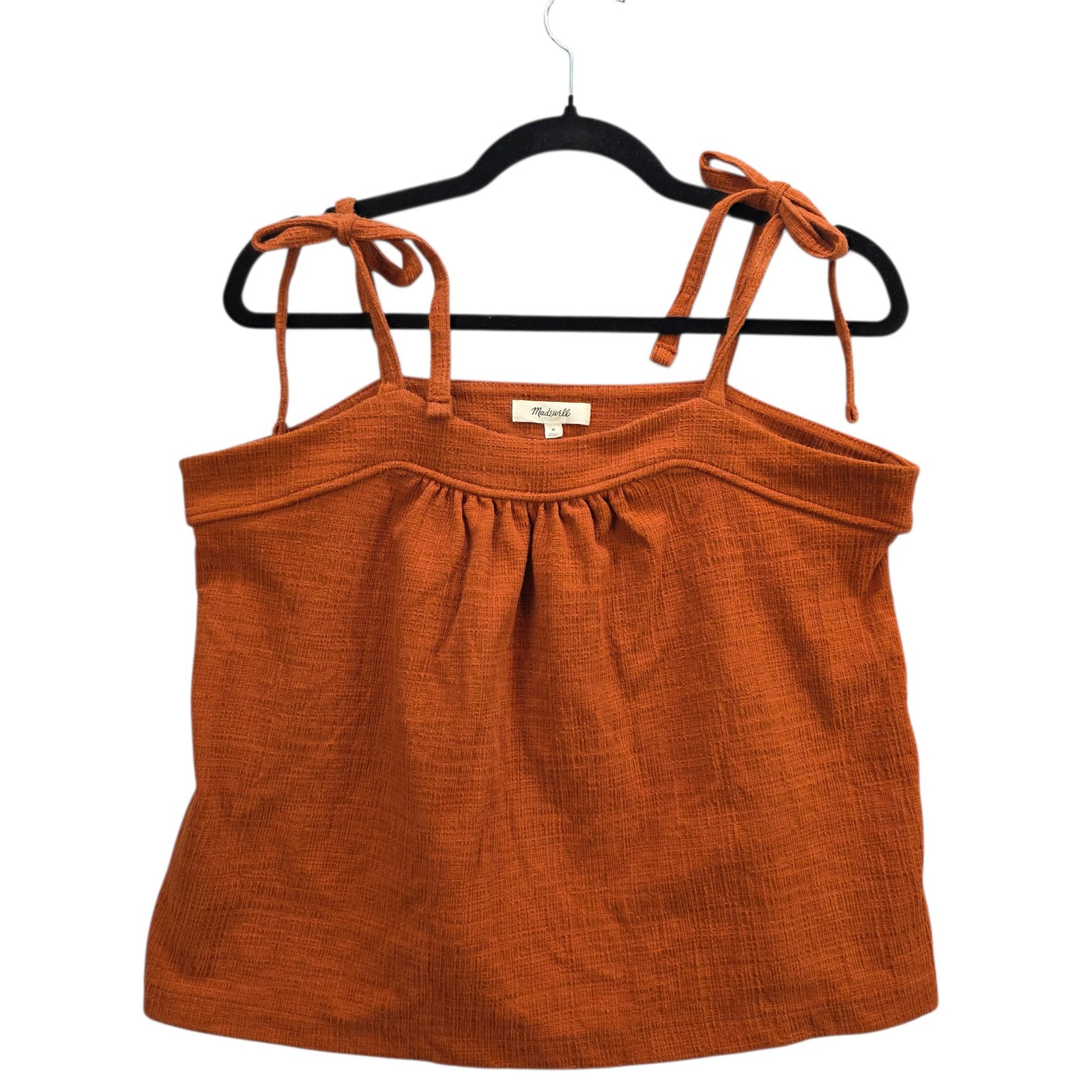 Madewell Pumpkin Spice Textured Tie Strap Tank Top Blouse Women’s Size M