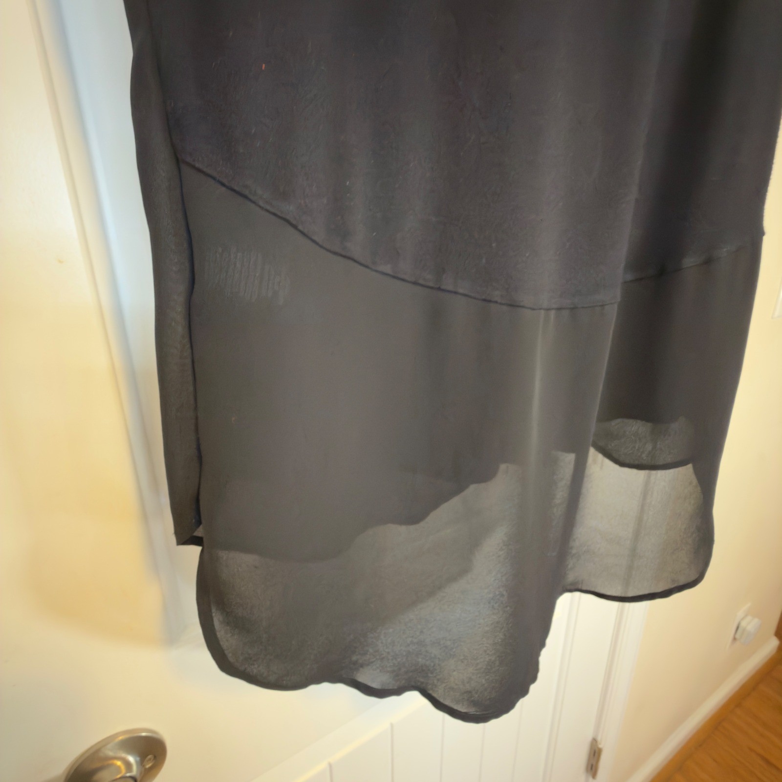 August Silk Womens Black Sleeveless V-Neck Sheer High Low Layered Tunic Top