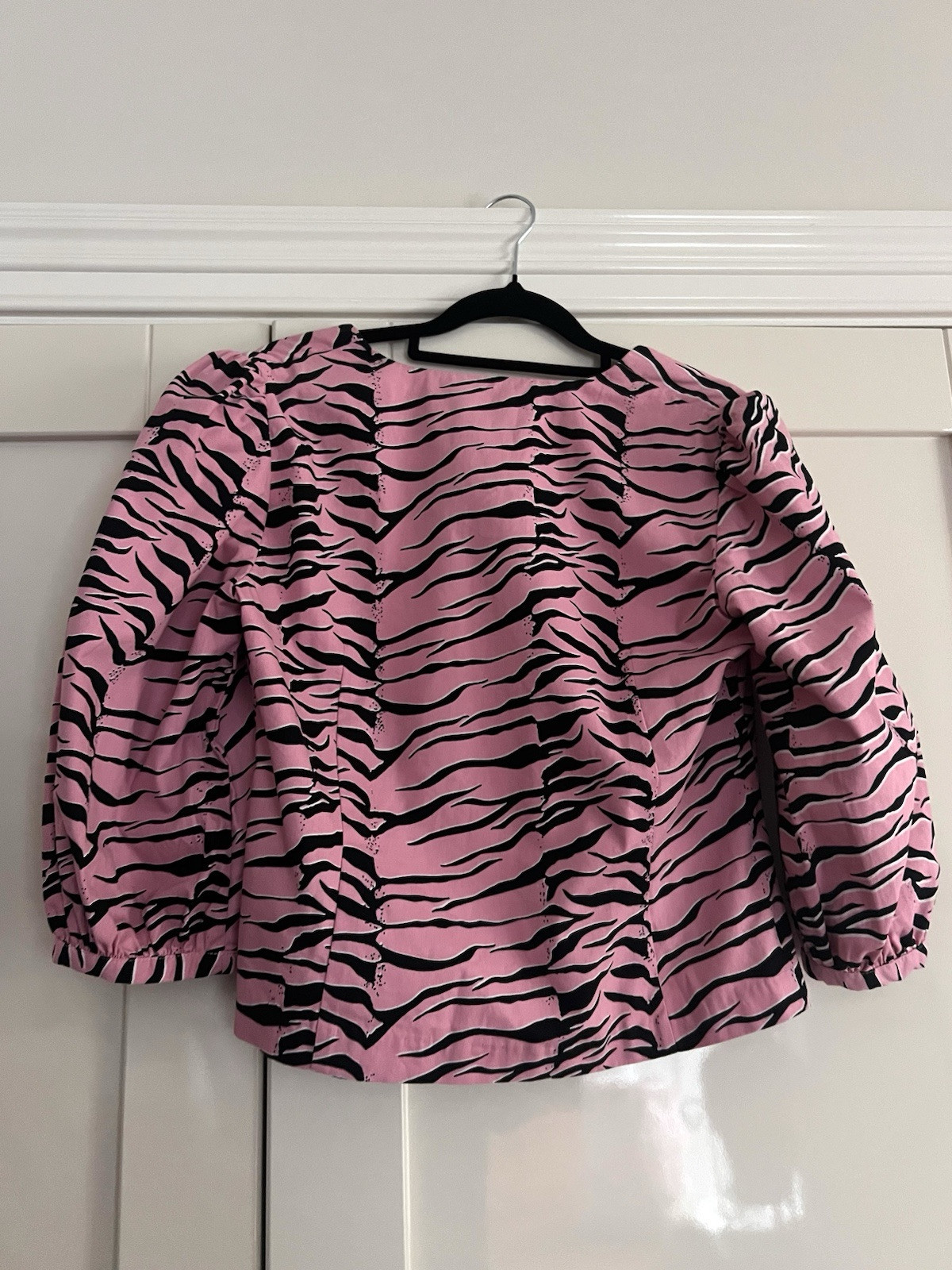 Rixo London Burton Down Blazer Top Pink Zebra Print Size S