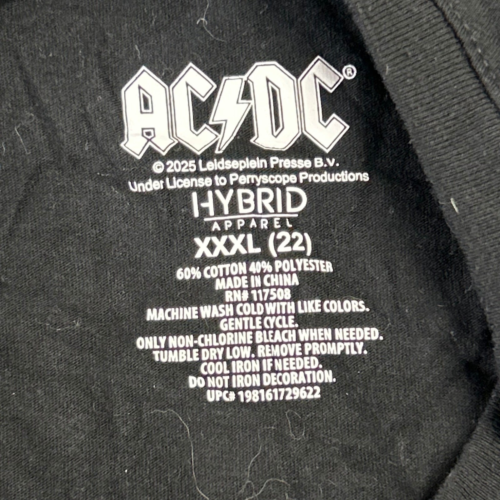 Hybrid Apparel T-Shirt Womens Size XXXL Black AC/DC Let There Be Rock Tour