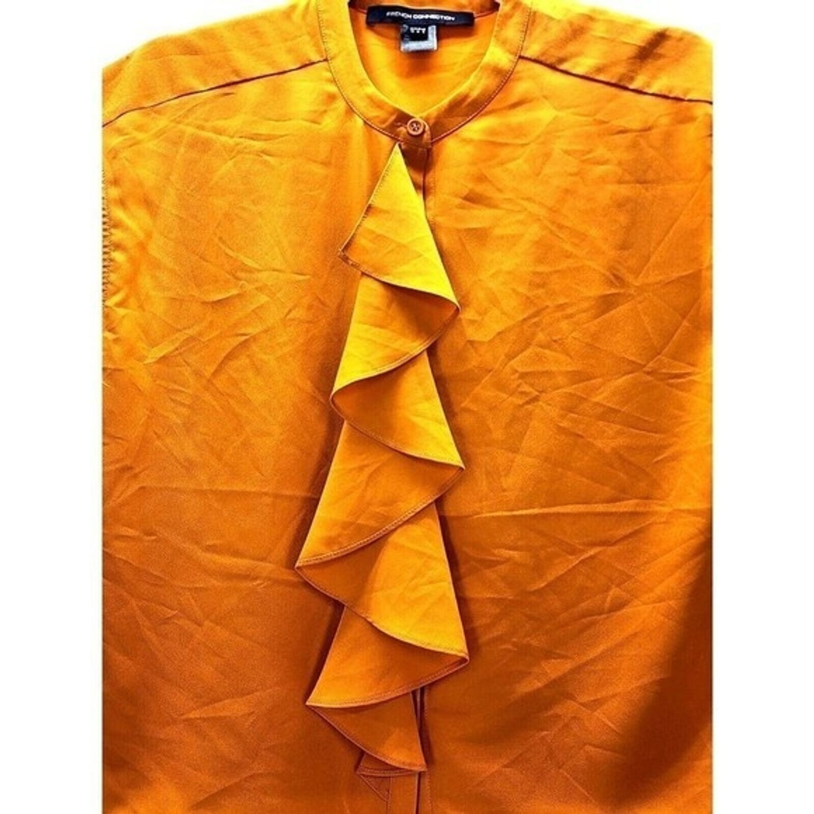 Classic Crepe Light Polly Blouse Top by French Connection – Golden Oak Size 8