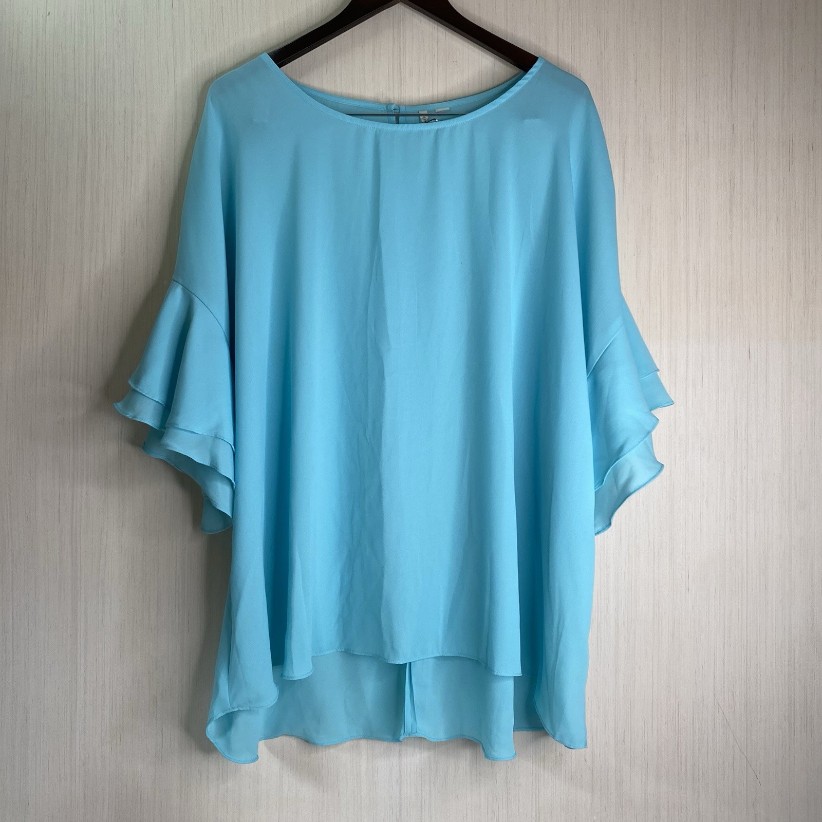 Est 1946 Women’s Lightweight Flutter Sleeve Blouse Turquoise Chest 28 1/2 Inch