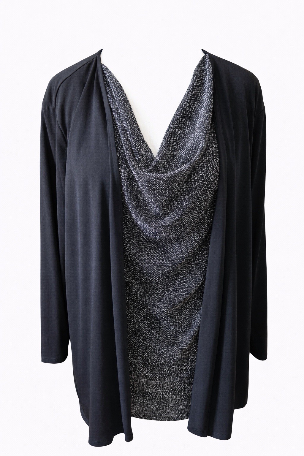 Jaclyn Smith XXL Dressy 1 Piece Cardigan Top Black Sparkle wedding Cocktail