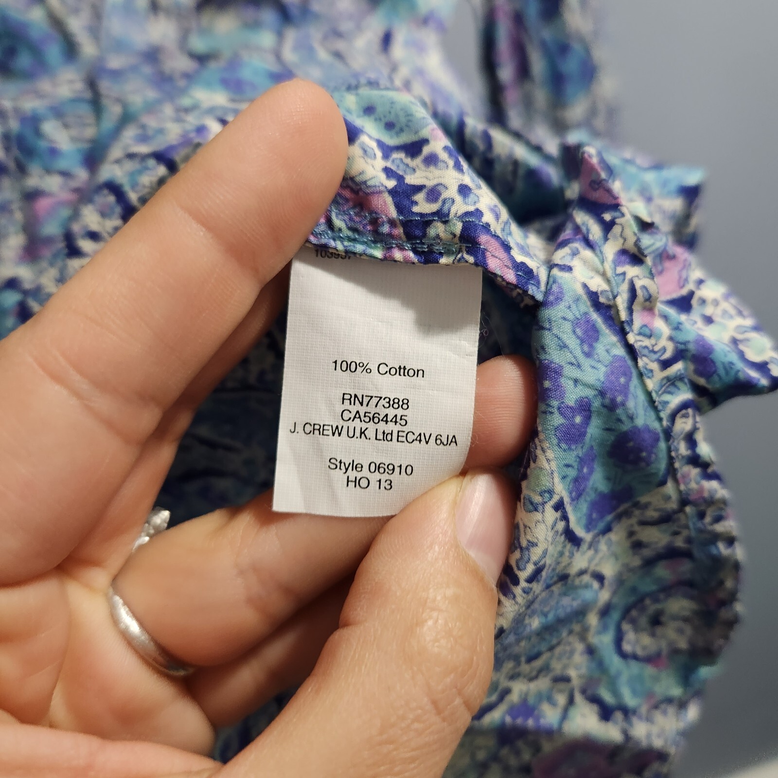 Liberty Art Fabrics For J. Crew Popover Button Up Long Sleeve Blouse Paisley 00