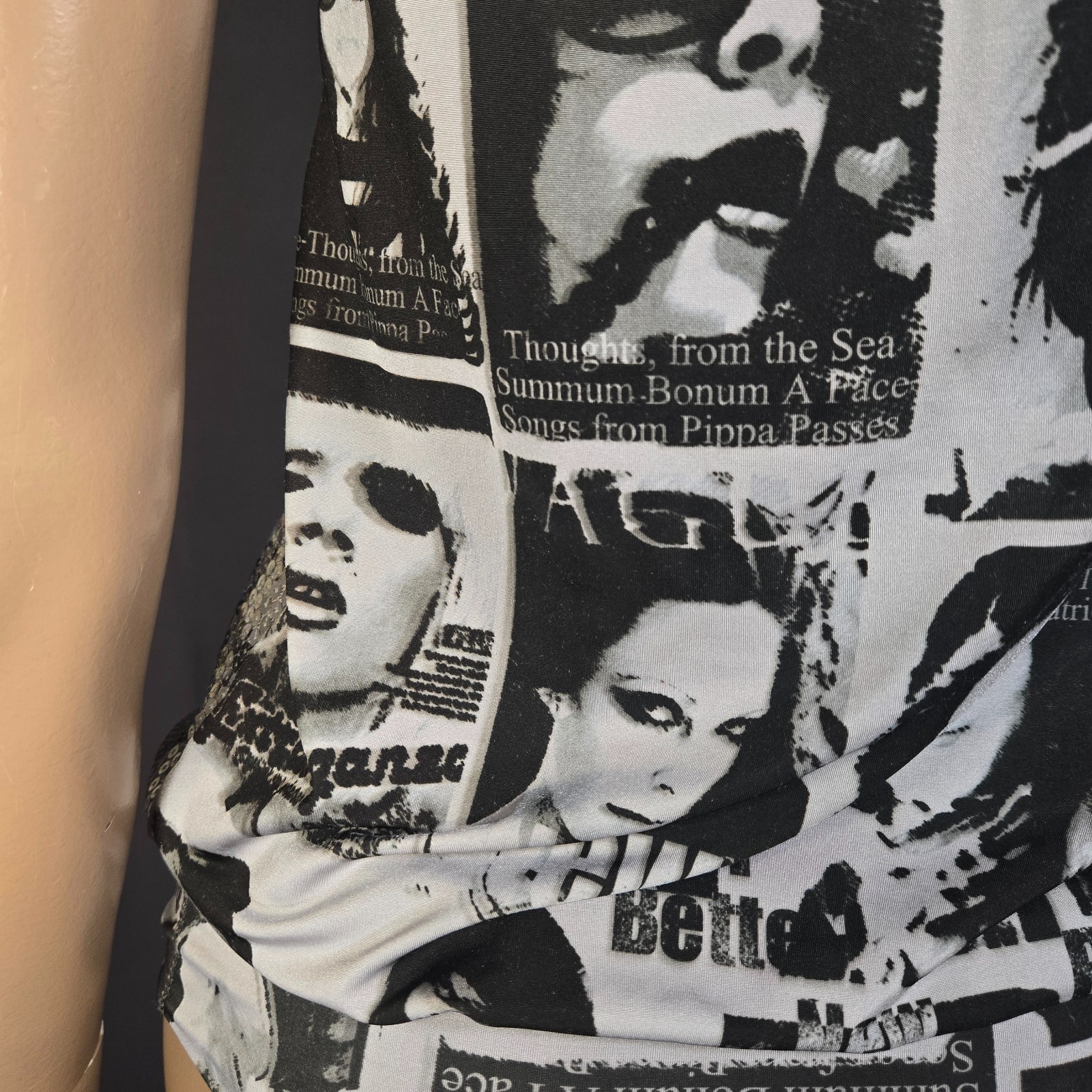 Vintage Y2k Photo Print Sequin Graphic Top Kate Moss Grunge Indie sleaze size S
